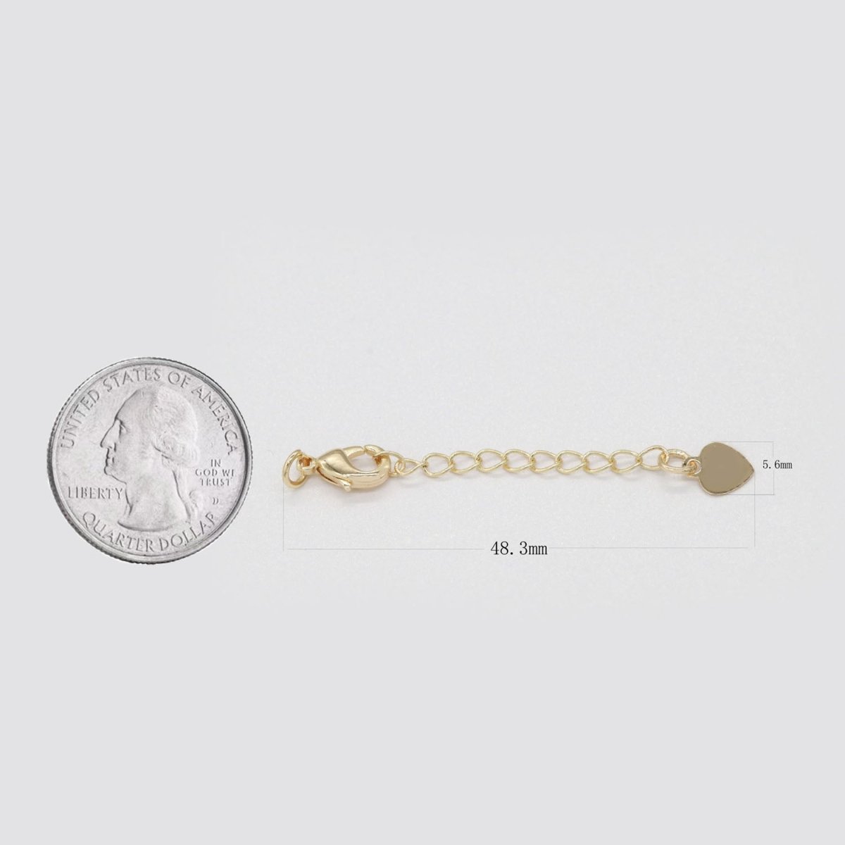 Gold Filled / Silver Chain Extender For Necklace Bracelet Supply Component Findings Extenders w/ Heart charm + Lobster Clasp L-467 L-468 - DLUXCA