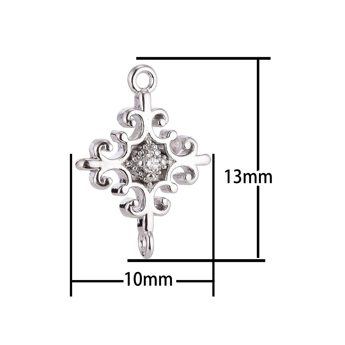 Gold Filled Silver Cross Connector - F-007 - DLUXCA