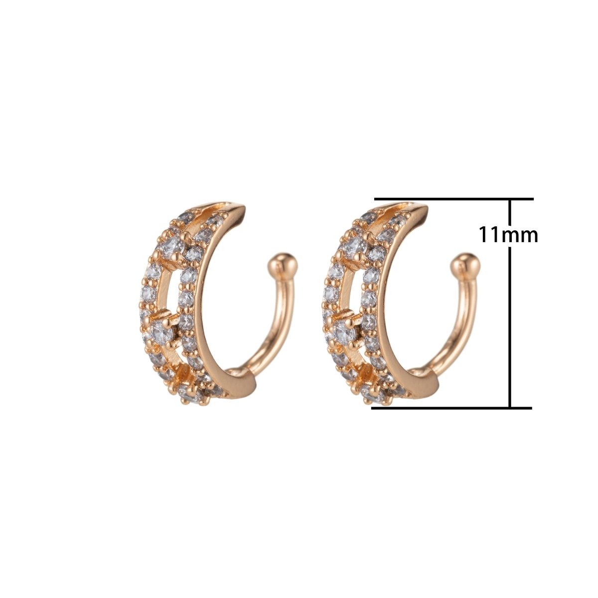 Gold Filled Simple Crystal Earcuffs - AI-045 - DLUXCA