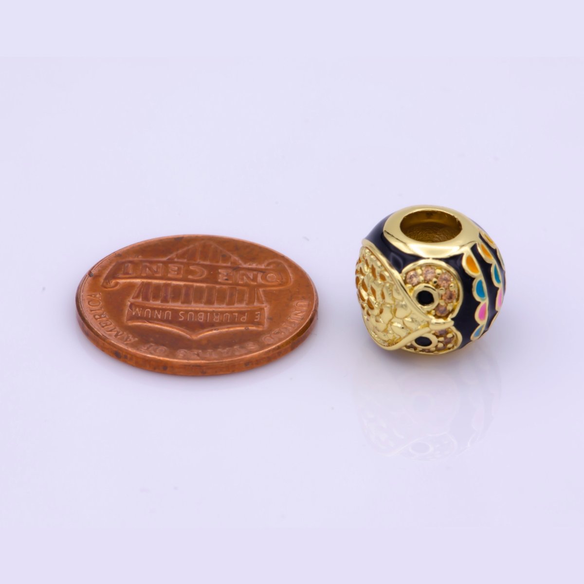 Gold Filled Spacer, Rainbow Owl Cloissone, Pink Girl Cubic Zirconia Bracelet Charm Bead Connector Pendant For Jewelry Making B-235 - DLUXCA