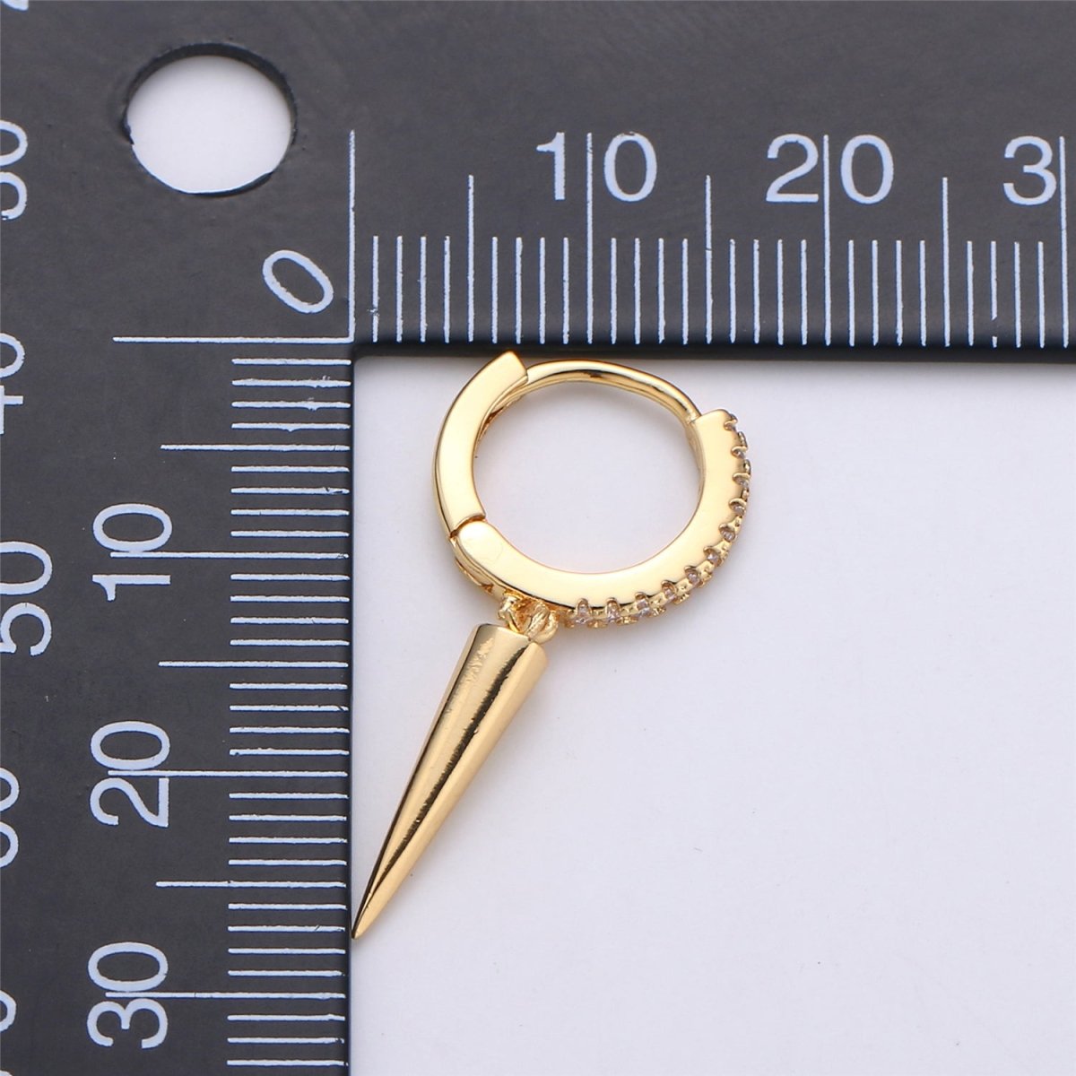 Gold Filled Spike Earrings, Single Spike Hoop Earrings K-354 - DLUXCA