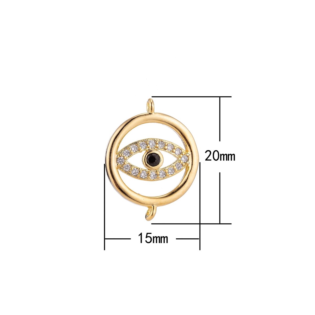 Gold Filled Spiritual Religious Evil Eye Cubic Zirconia Bracelet Charm Necklace Pendant Findings for Jewelry Making Greek Eye Connector F-038 - DLUXCA