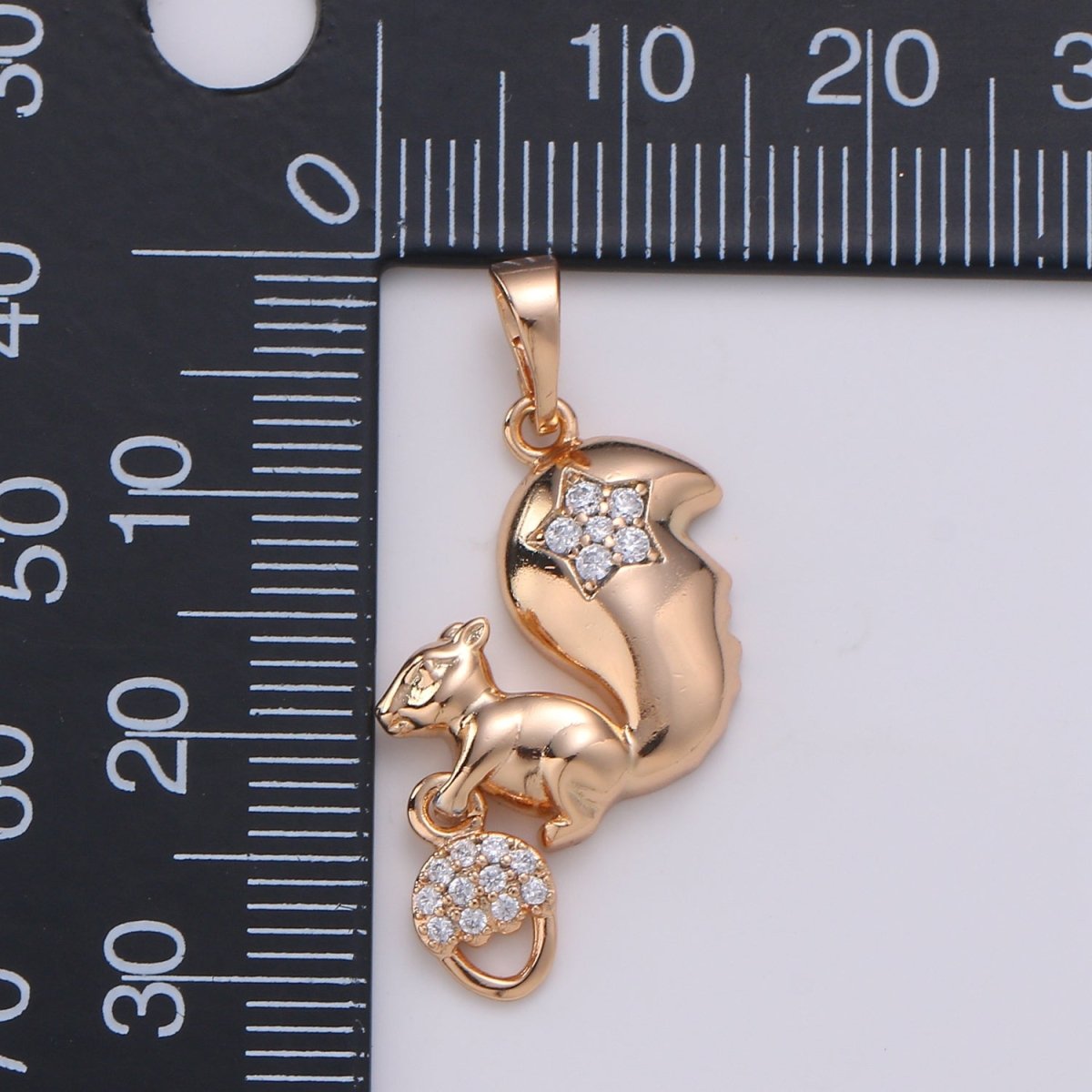 Gold Filled Squirrel Charm Acorn Squirrel Cz Cubic Animal Charms for Necklace Jewelry Making Wild Animal Kawaii Cute Animal Pendant J-114 - DLUXCA