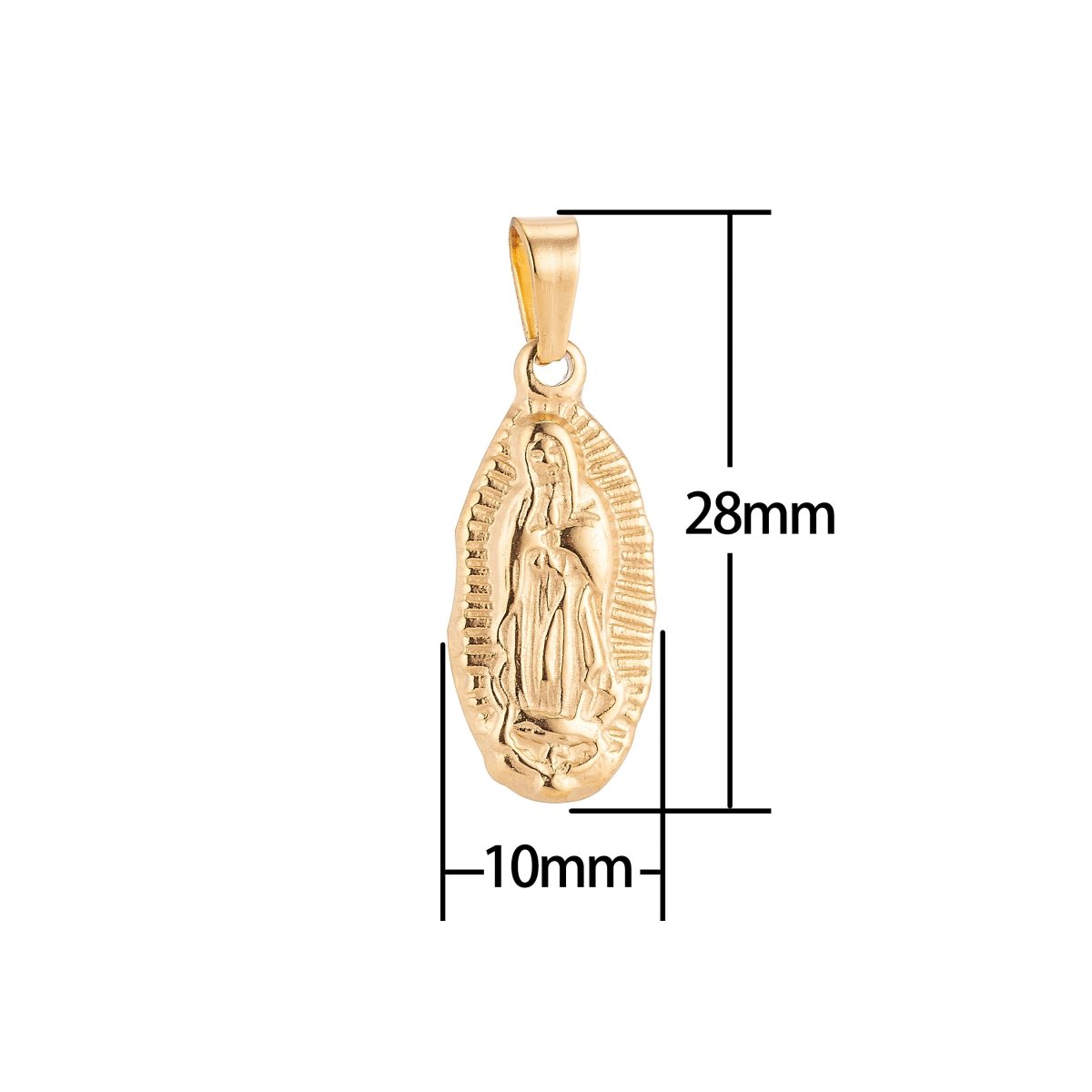 Gold Filled Stainless Steel Catholic Mother Mary Praying Charm Pendant w/ Bails Findings for Earring Necklace Jewelry Making Supplies J-379 - DLUXCA