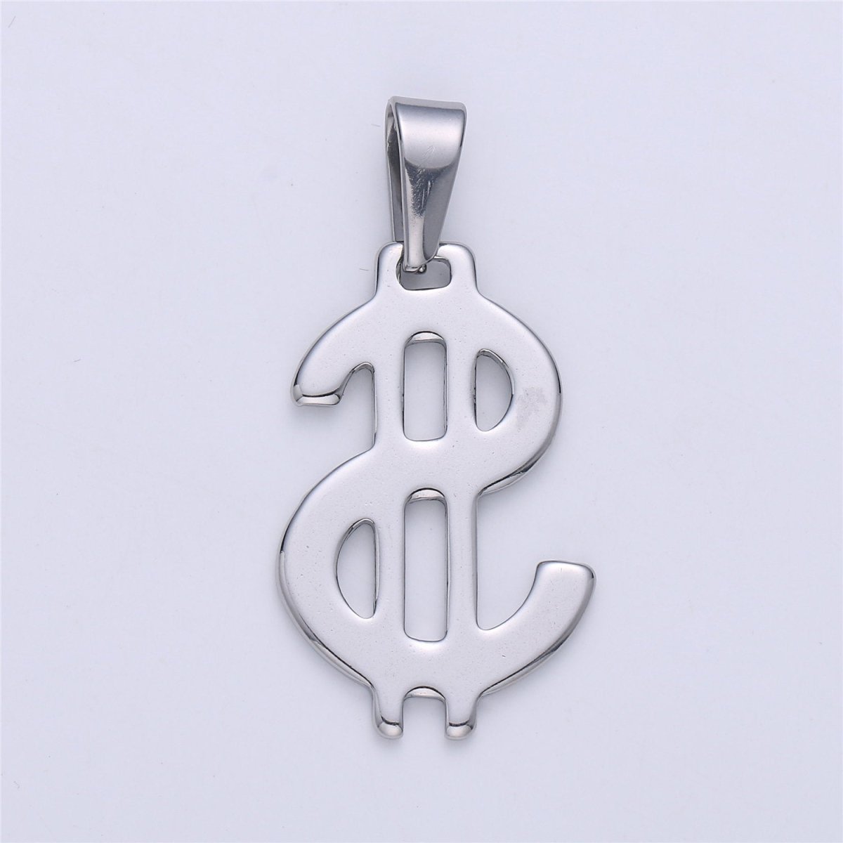 Gold Filled Stainless Steel Dollar Sign, Golden US Dollar Currency, Necklace Pendant Charm Bead Bails Findings for Jewelry Making J-666 - DLUXCA