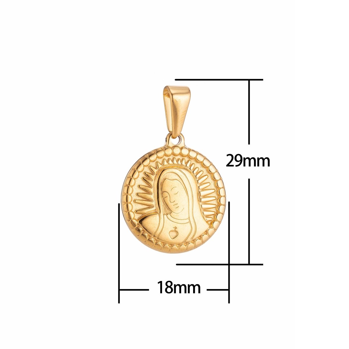 Gold Filled Stainless Steel Mary Mother Jesus Glooming Charm Pendant w/ Bails Findings for Earring Necklace Jewelry Making Supplies J-349 - DLUXCA