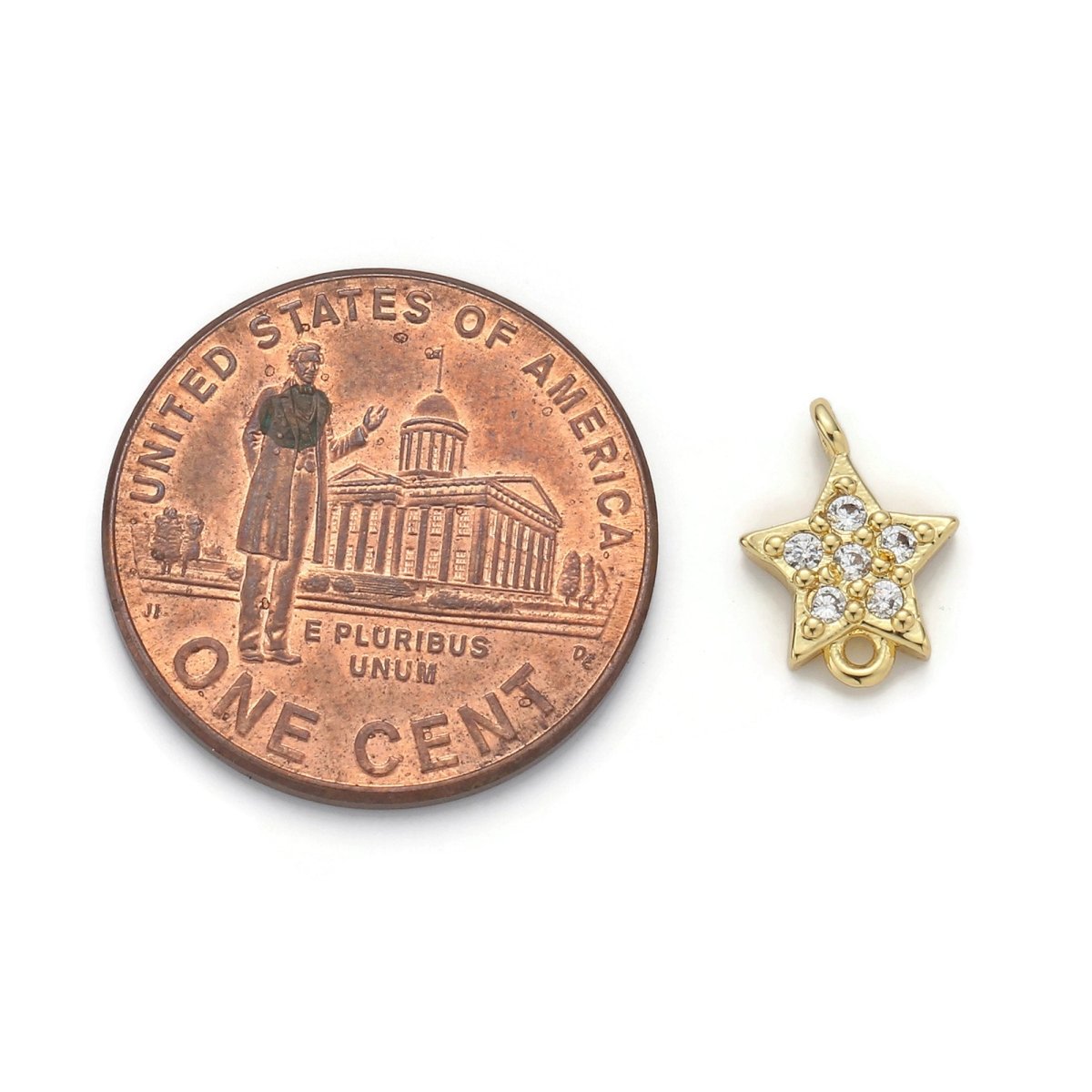 Gold Filled Star Micro Pave Connector Charm, Cubic Zirconia Pendant Charm, For DIY Jewelry, Gold Color F-376 - DLUXCA