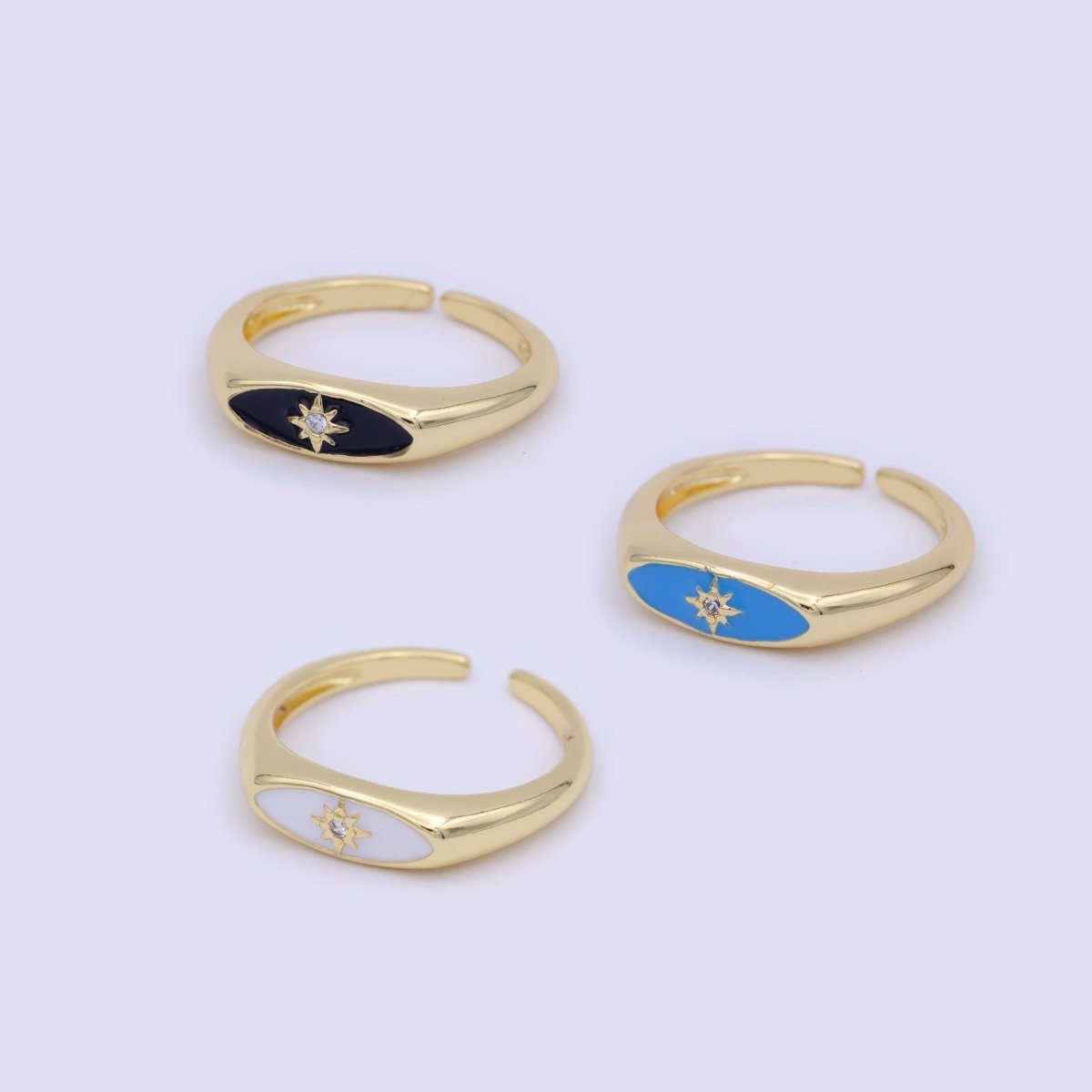 Gold Filled Star Signet Gold • Ring Dainty Band Minimalist • Open Adjustable Ring Stackable Simple Minimalistic S-379 ~ S-381 - DLUXCA