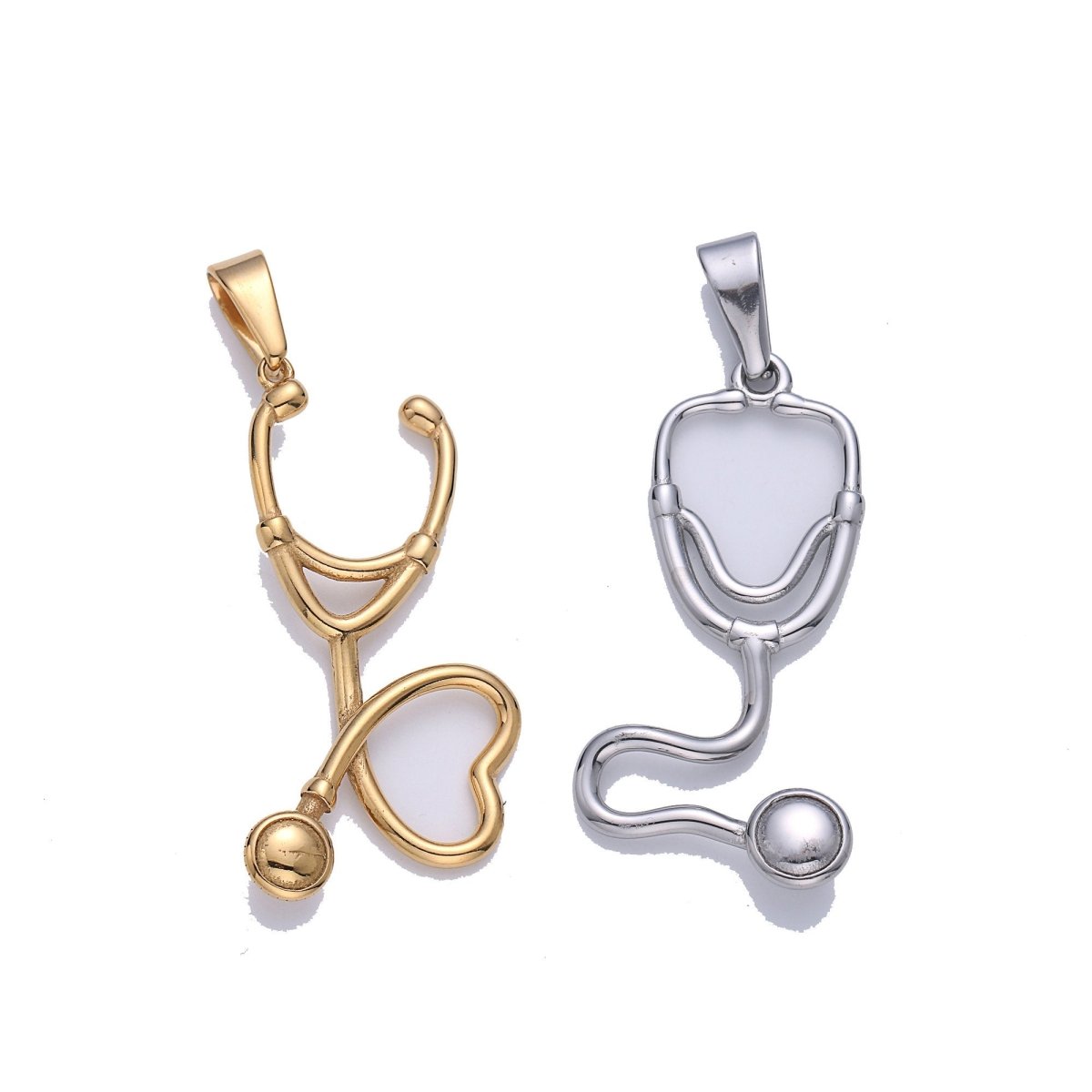 Gold Filled Stethoscope Pendant ,Silver Stethoscope Charm ,Gold Stethoscope for Doctor Nurse,Medical StudentPhysician Gift Jewelry J-671 - DLUXCA