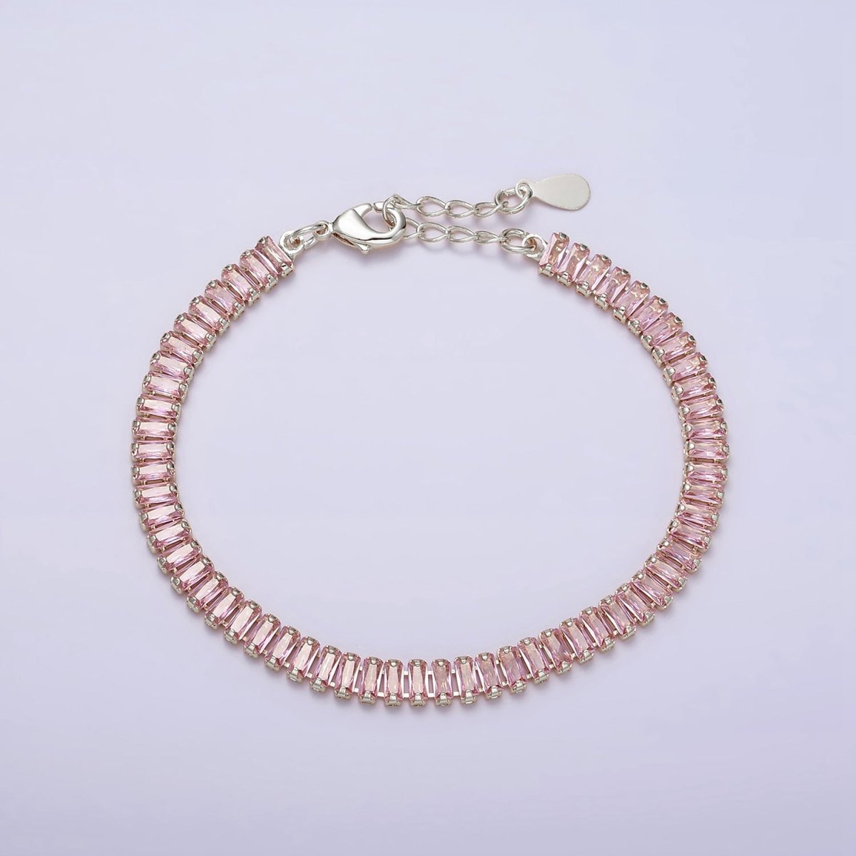 Gold Filled Tennis Bracelet, Baguette Emerald Green, Pink, Clear Pave CZ Bracelet for | WA-1764 to WA-1766 Clearance Pricing - DLUXCA