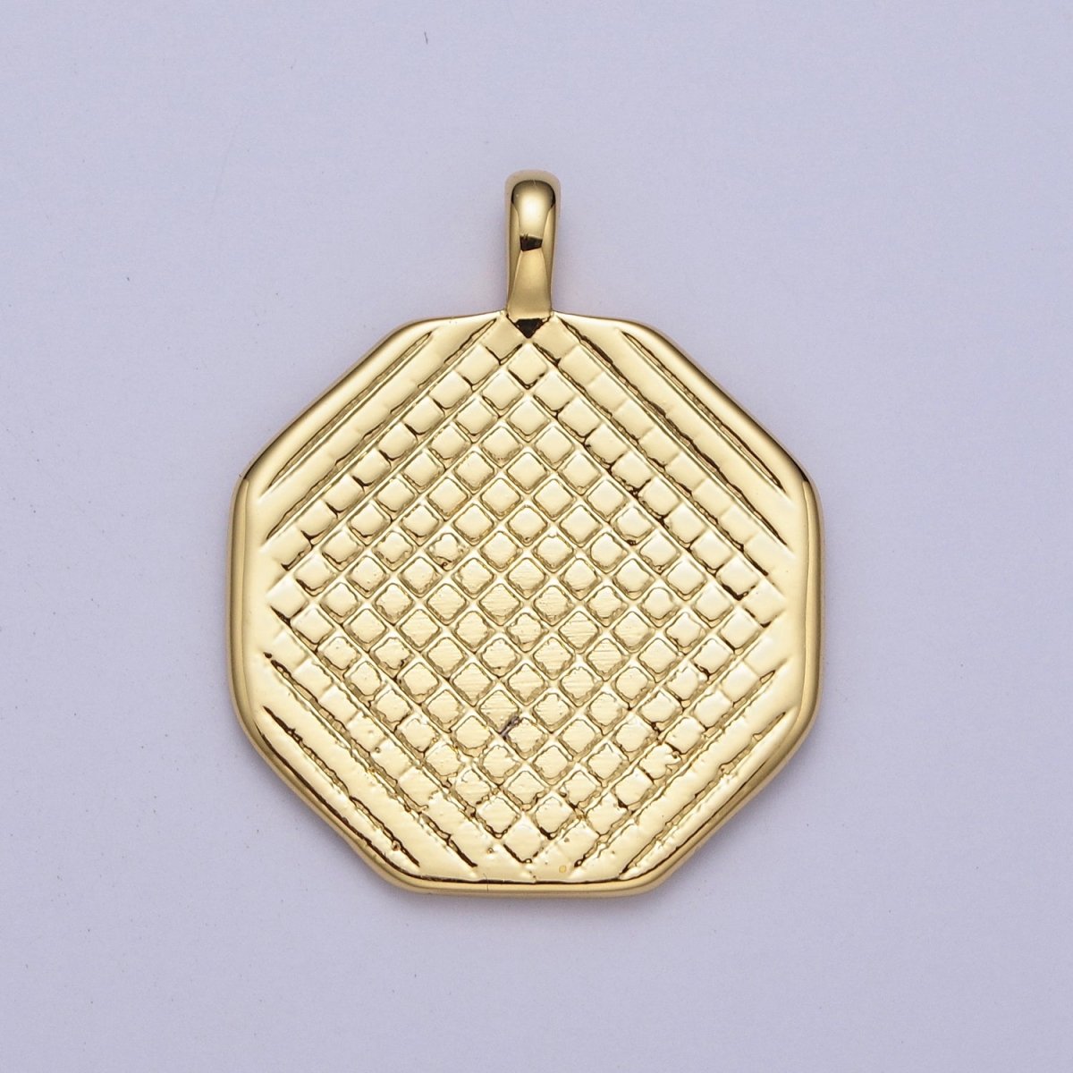 Gold Filled Textured Geometric Hexagonal Double Sided Pendant H-043 - DLUXCA