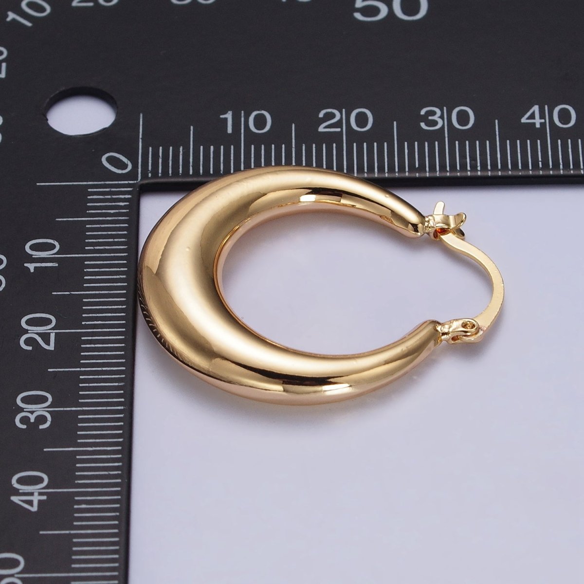 Gold Filled Thin Dome 30mm Hoops French Lock Earrings in Gold & Silver | AB212 AB213 - DLUXCA