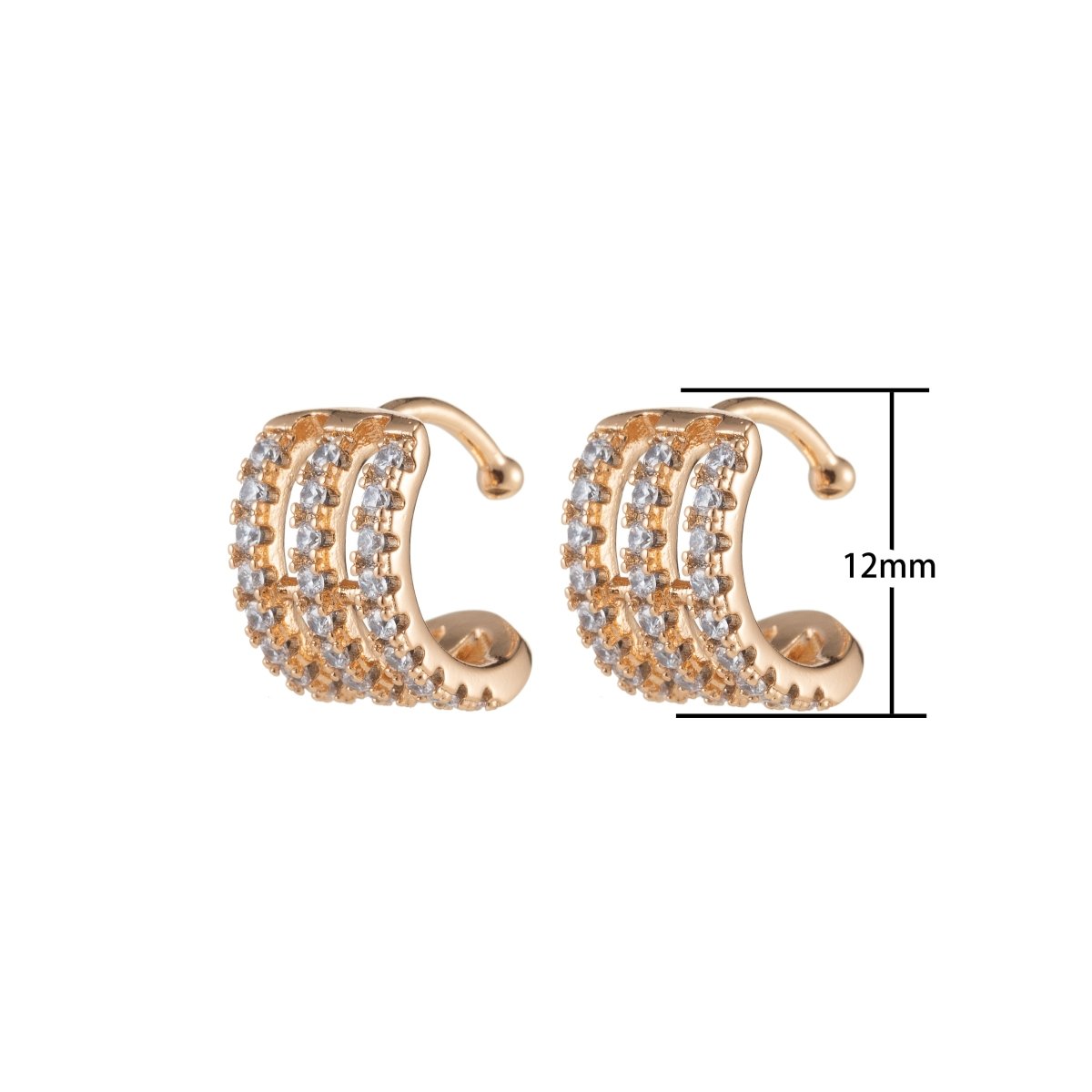 Gold Filled Three Lines Earcuffs - AI-038 - DLUXCA