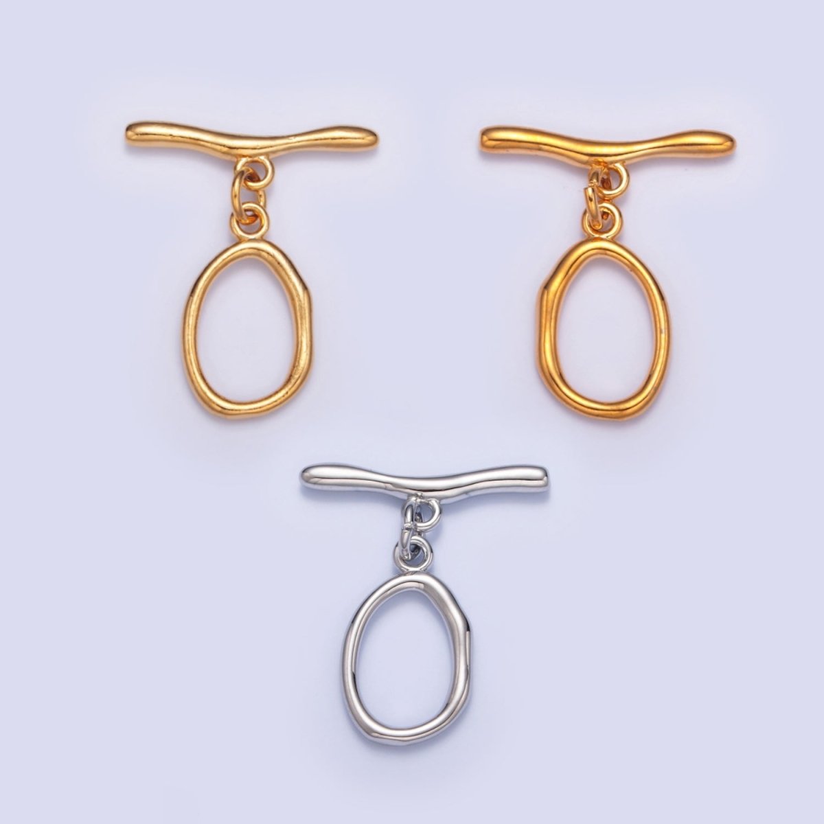 Gold Filled Wavy Geometric Toggle Clasps Closure in Gold & Silver L-756~L-758 - DLUXCA
