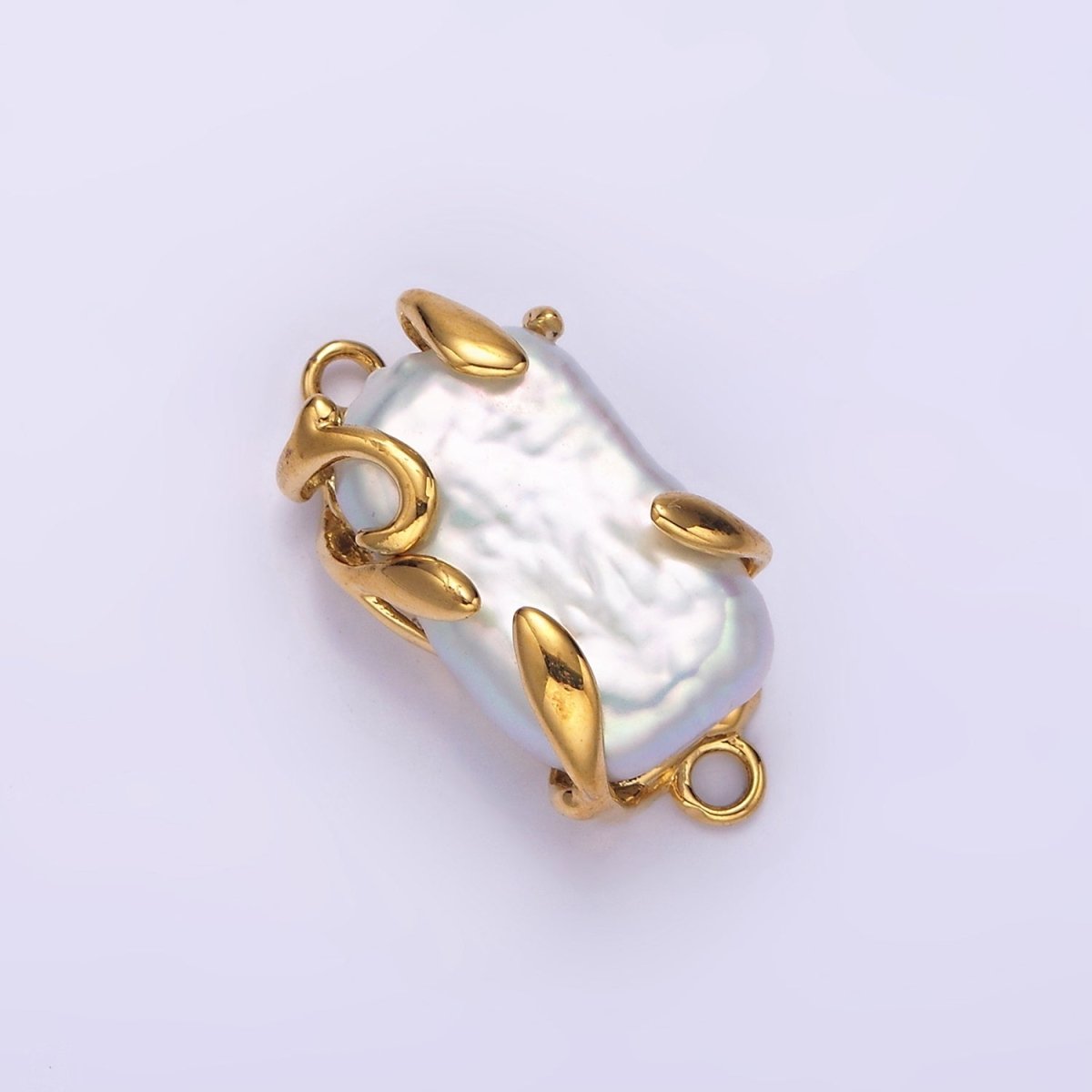 Gold Filled White Baroque Freshwater Pearl Molten Drip Connector in Gold & Silver G-726 G-784 - DLUXCA