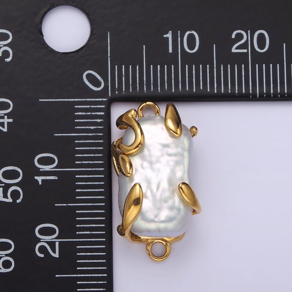 Gold Filled White Baroque Freshwater Pearl Molten Drip Connector in Gold & Silver G-726 G-784 - DLUXCA