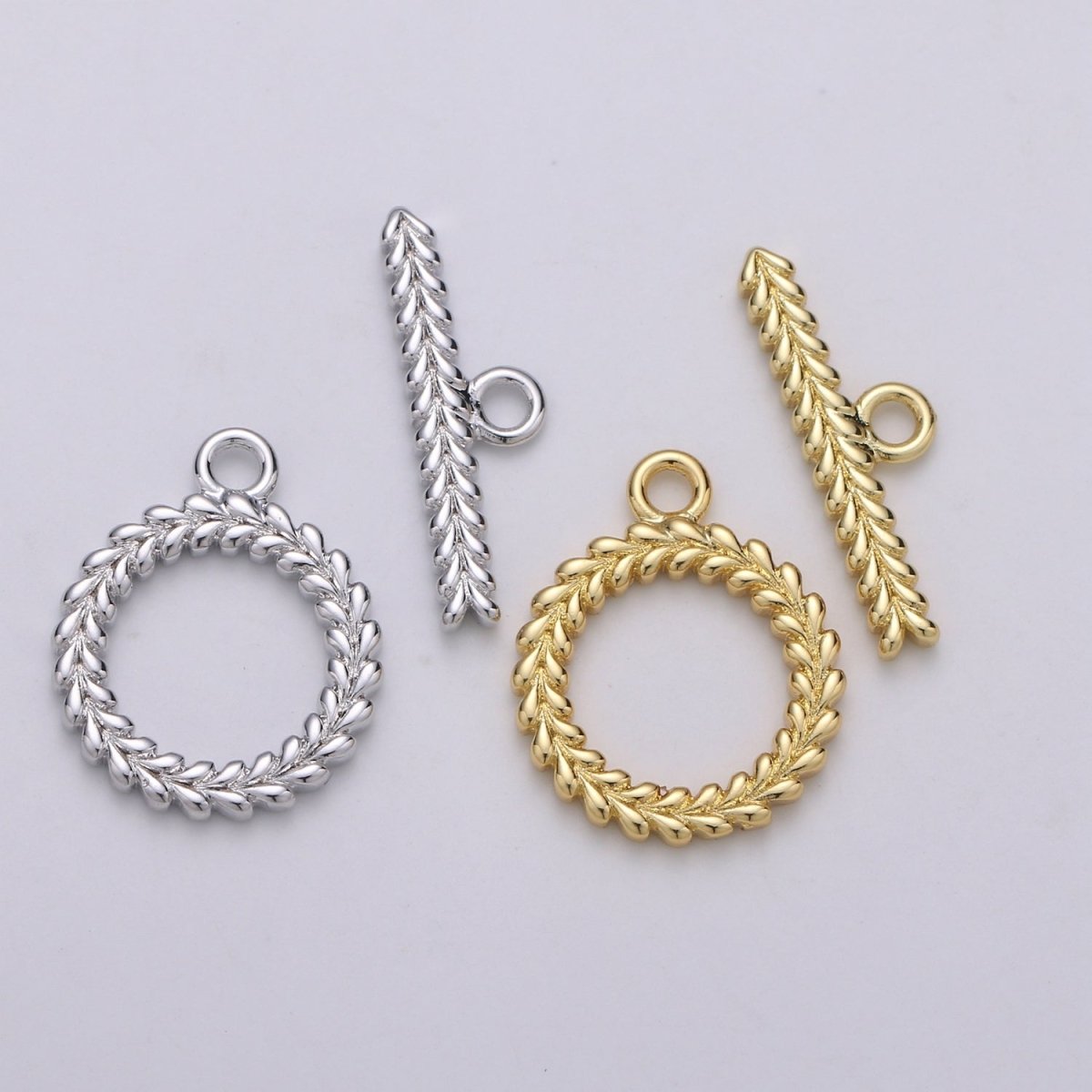 Gold Filled Wreath Classic Twist Toggle Clasp For DIY Jewelry Making L-065~L-066 - DLUXCA
