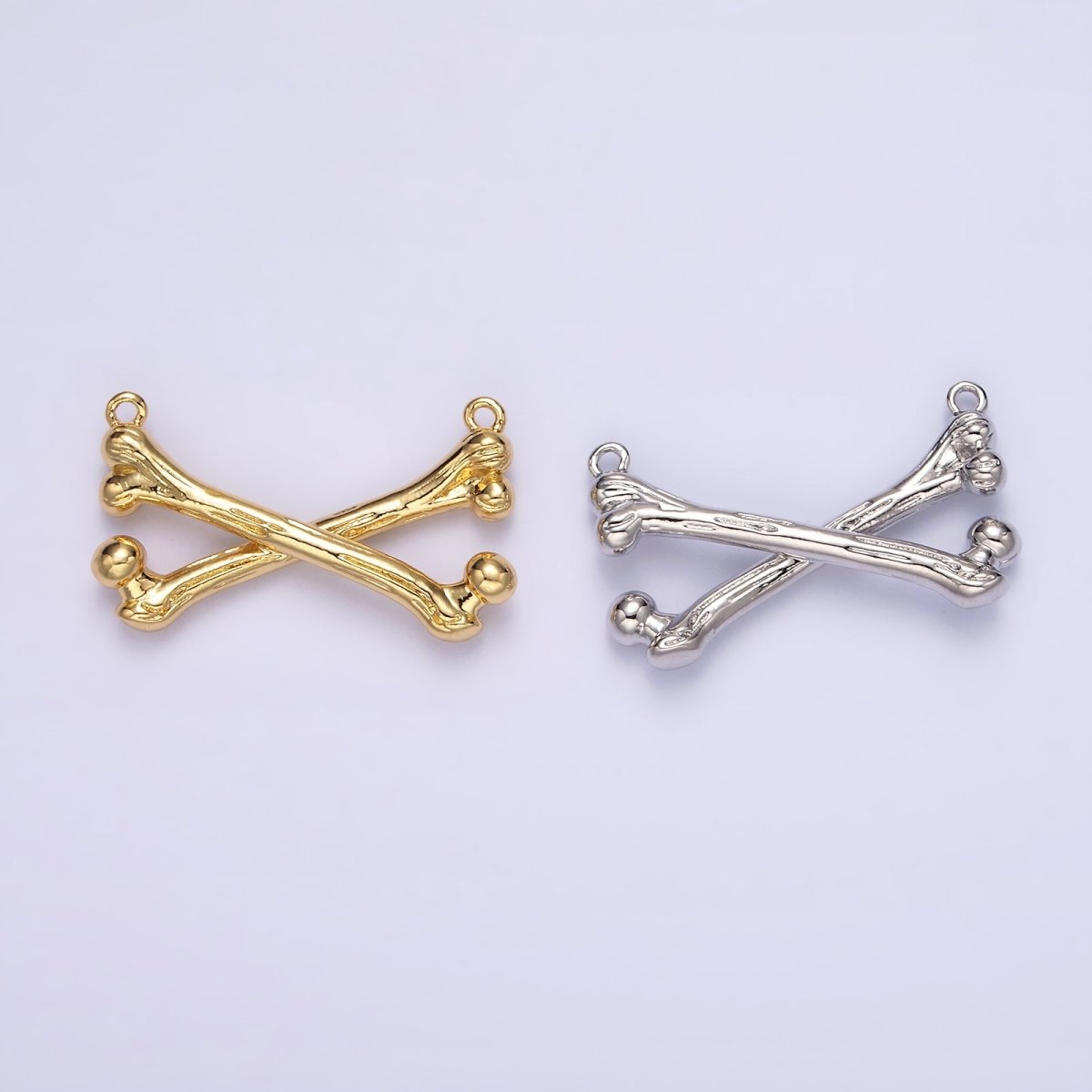 Gold Filled X Crossed Textured Bone Skeleton Connector in Gold & Silver G-711 G-712 - DLUXCA