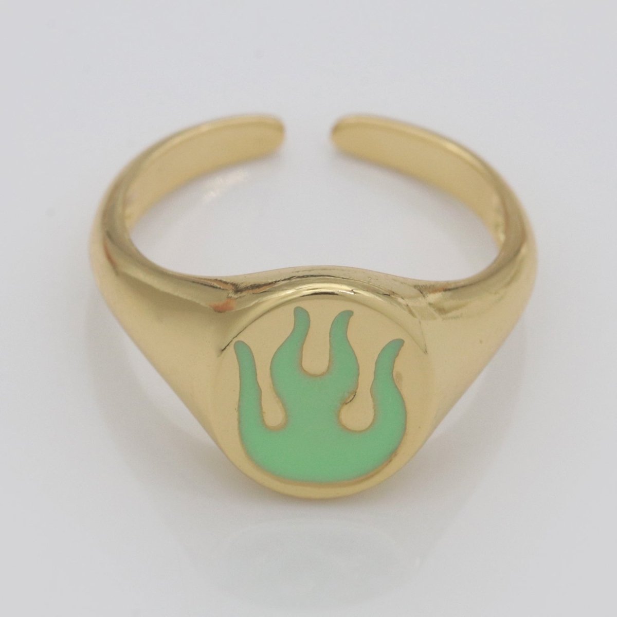 Gold Fire Signet Ring Flame Open Ring Adjustable Statement Ring S-198 ~ S-208 - DLUXCA