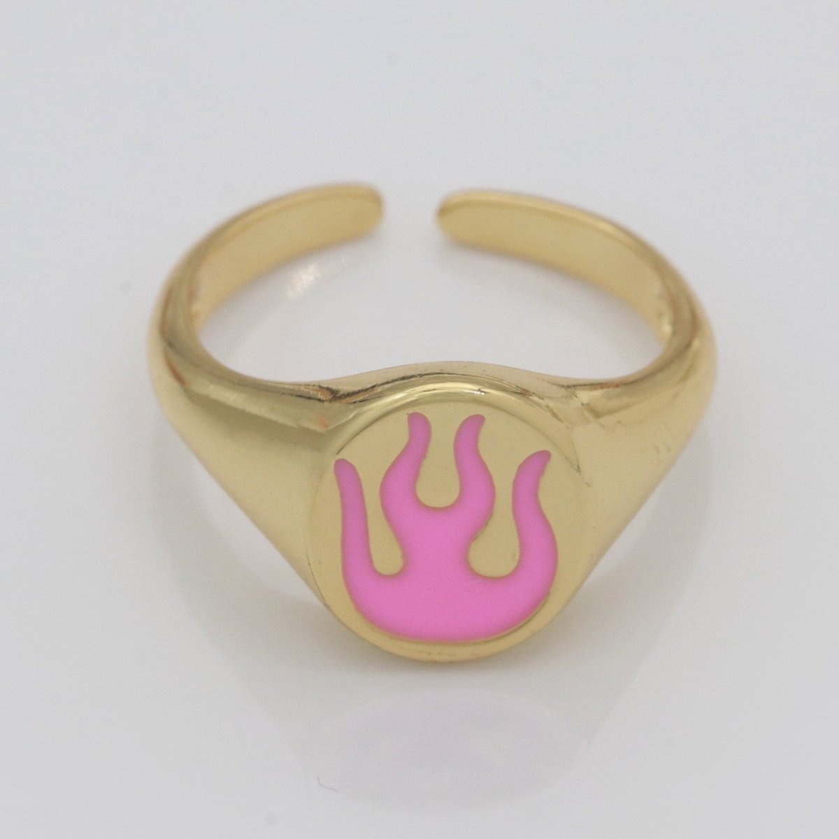 Gold Fire Signet Ring Flame Open Ring Adjustable Statement Ring S-198 ~ S-208 - DLUXCA