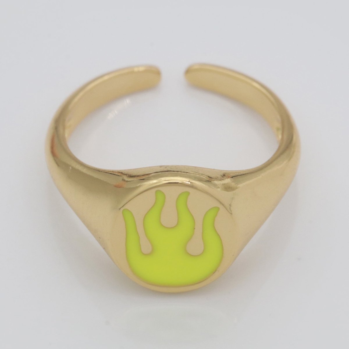 Gold Fire Signet Ring Flame Open Ring Adjustable Statement Ring S-198 ~ S-208 - DLUXCA