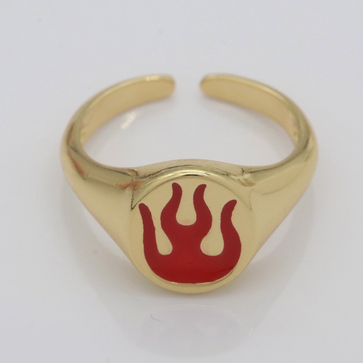 Gold Fire Signet Ring Flame Open Ring Adjustable Statement Ring S-198 ~ S-208 - DLUXCA