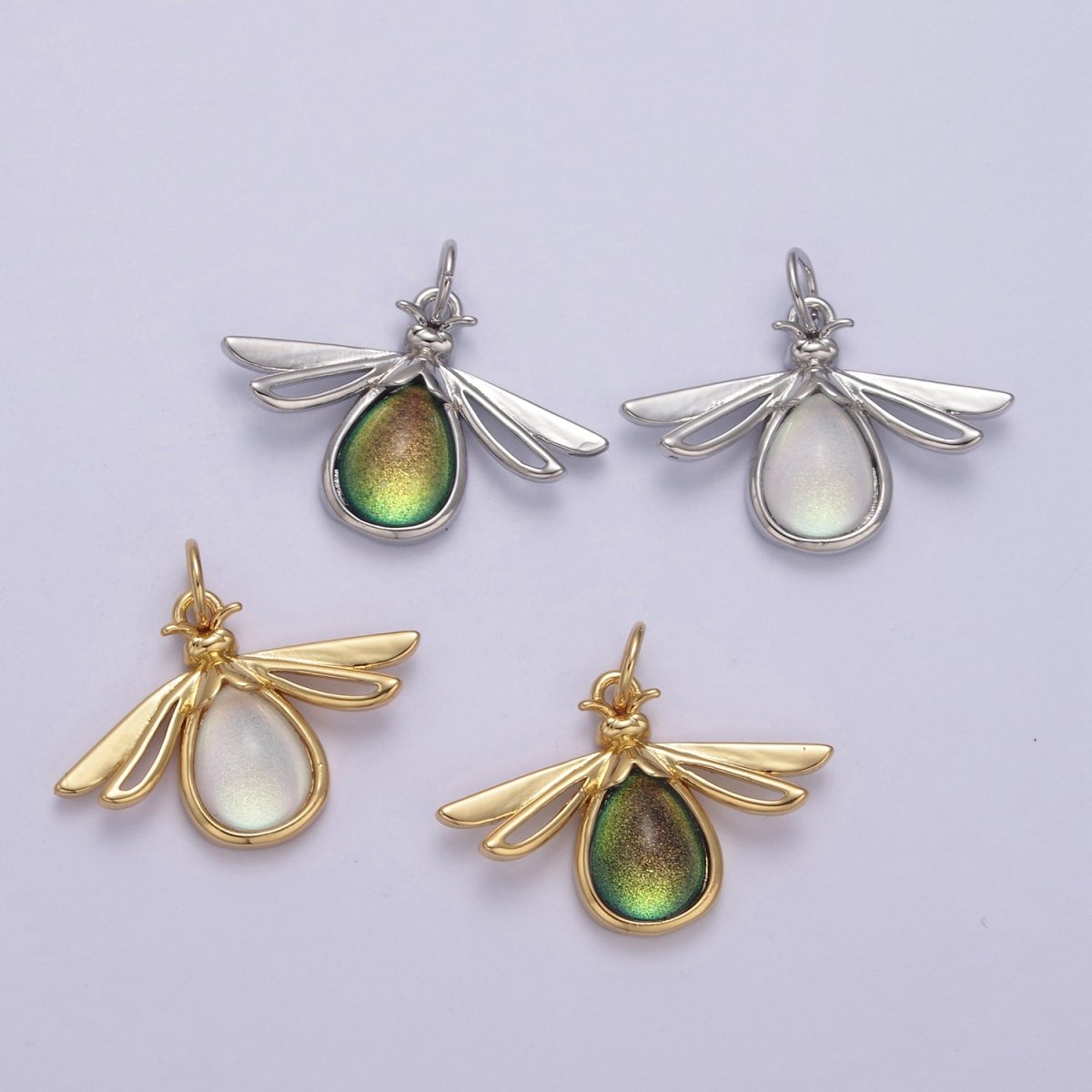 Gold Firefly Dangle Charms You Light Up My Life Pendant for Necklace Bracelet Add on Charm N-677 - N-680 - DLUXCA