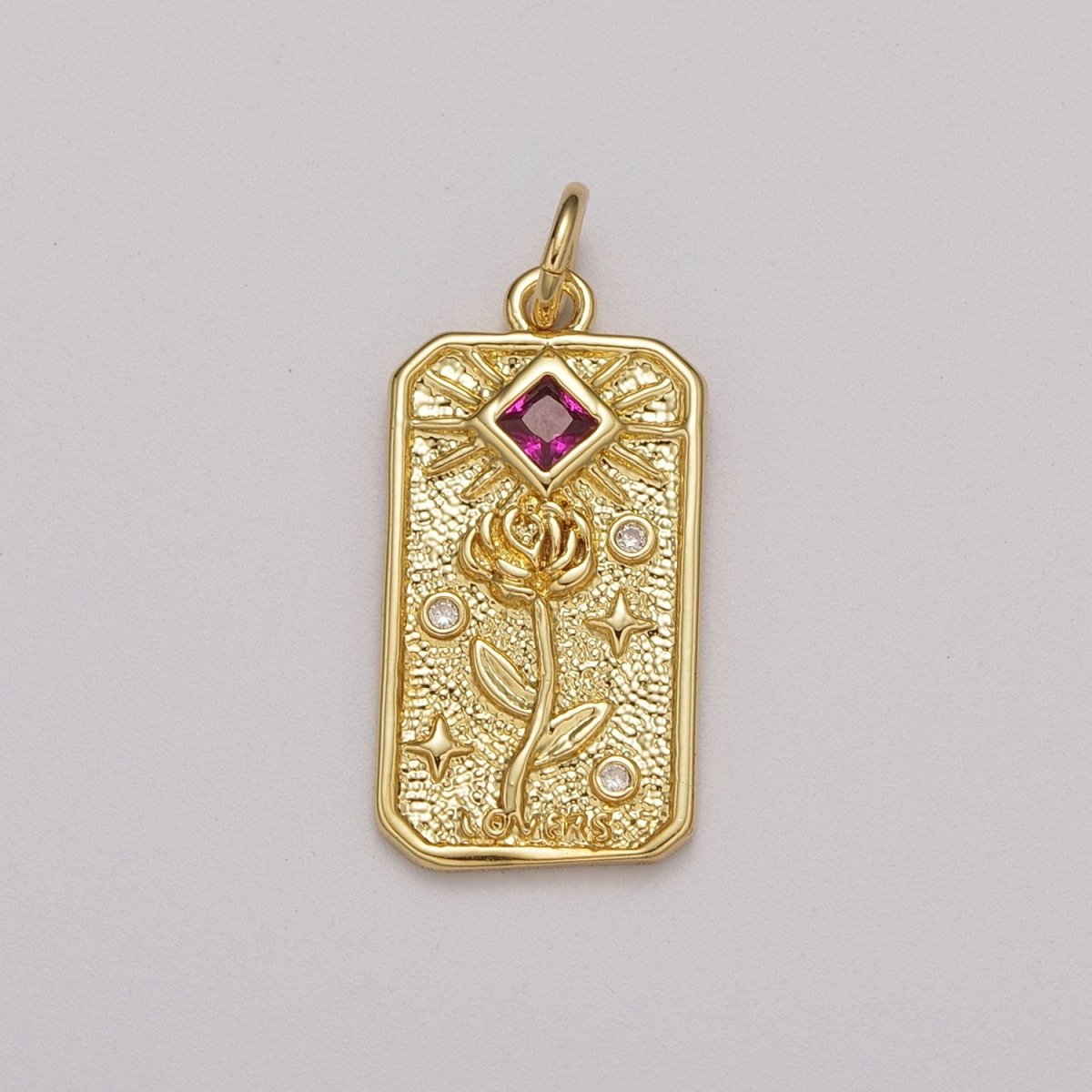 Gold Flower Charm Simple, Dainty Rose Tag Medallion Charm Pendant for Necklace Bracelet Earring Supply E-607 - DLUXCA