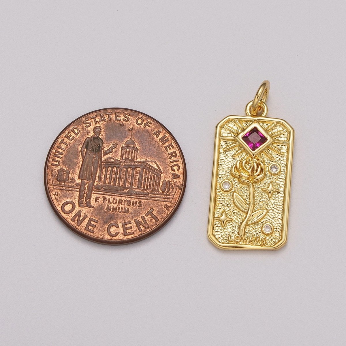 Gold Flower Charm Simple, Dainty Rose Tag Medallion Charm Pendant for Necklace Bracelet Earring Supply E-607 - DLUXCA