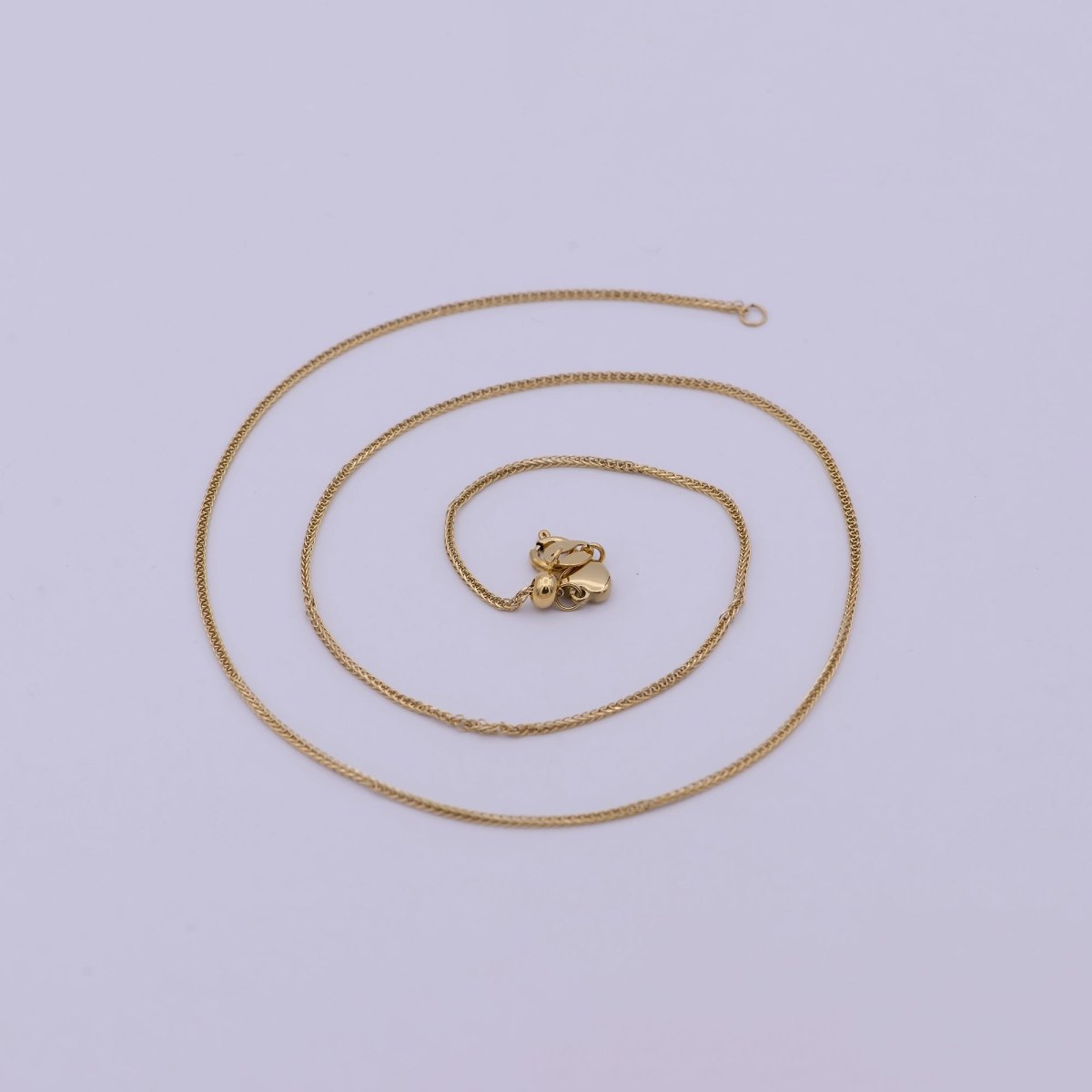 Gold Fox Tail Chain Necklace - 24K Gold Plated Foxtail Chain - Dainty 1.4mm Layering 20 Inch Ready To Wear Chain with Spring Ring | WA-516 Clearance Pricing - DLUXCA