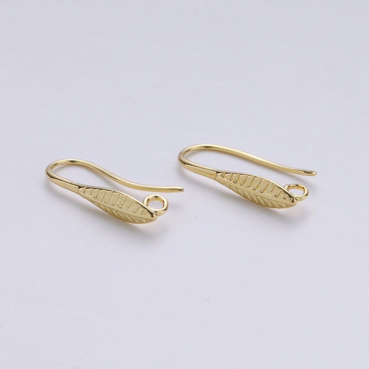 Gold French Hook Earwire with leaf design 14k Gold Filled craft earring supply for making earrings component, K-669 K-671 - DLUXCA