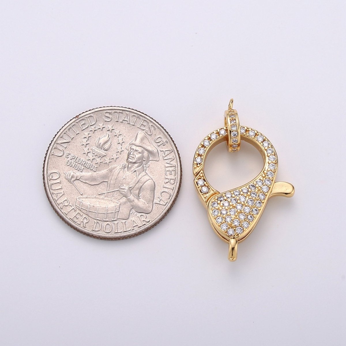 Gold Full Pave Lobster Clasp, 30x18mm, Clear Pave Clasp Rainbow Pave Clasp for Necklace Bracelet End Clasp K-916 K-917 - DLUXCA