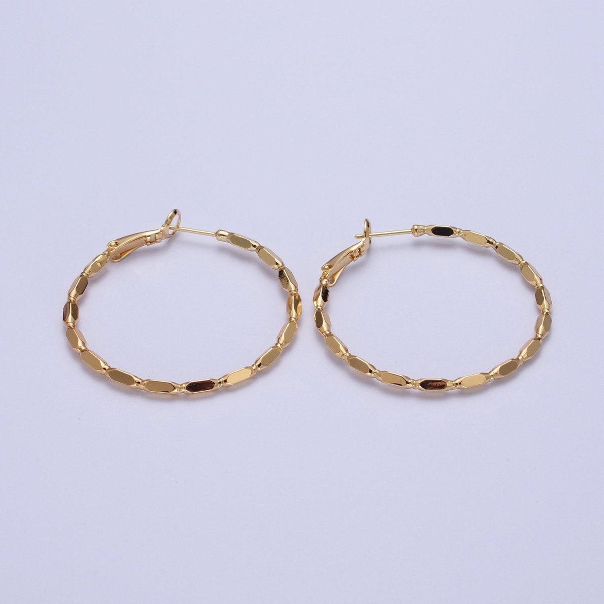 Gold Geometric Long Tube Beaded 40mm Minimalist Jewelry AE540 - DLUXCA