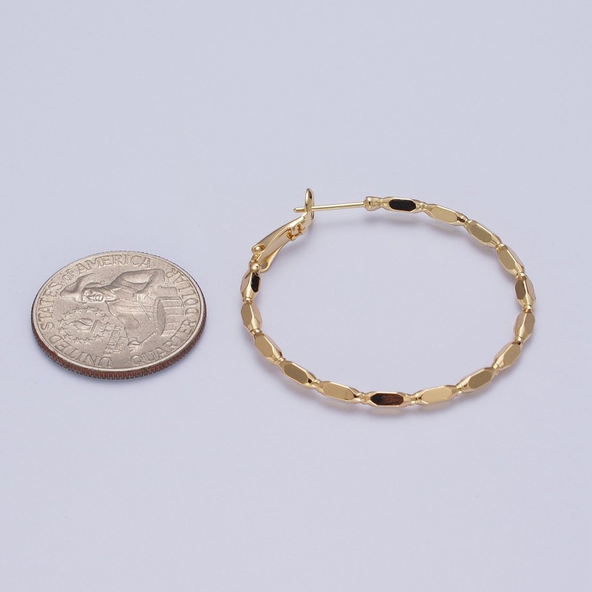 Gold Geometric Long Tube Beaded 40mm Minimalist Jewelry AE540 - DLUXCA