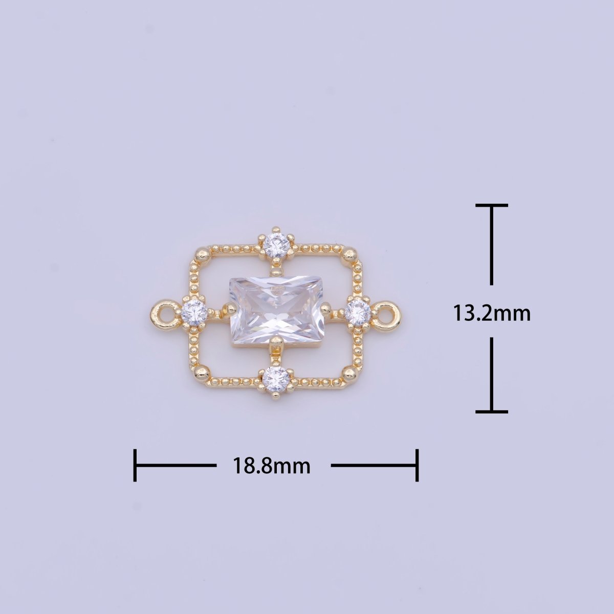 Gold Green / Clear Baguette CZ Charm Connector Geometric Rectangle Link Connector Supply G-562 G-563 - DLUXCA