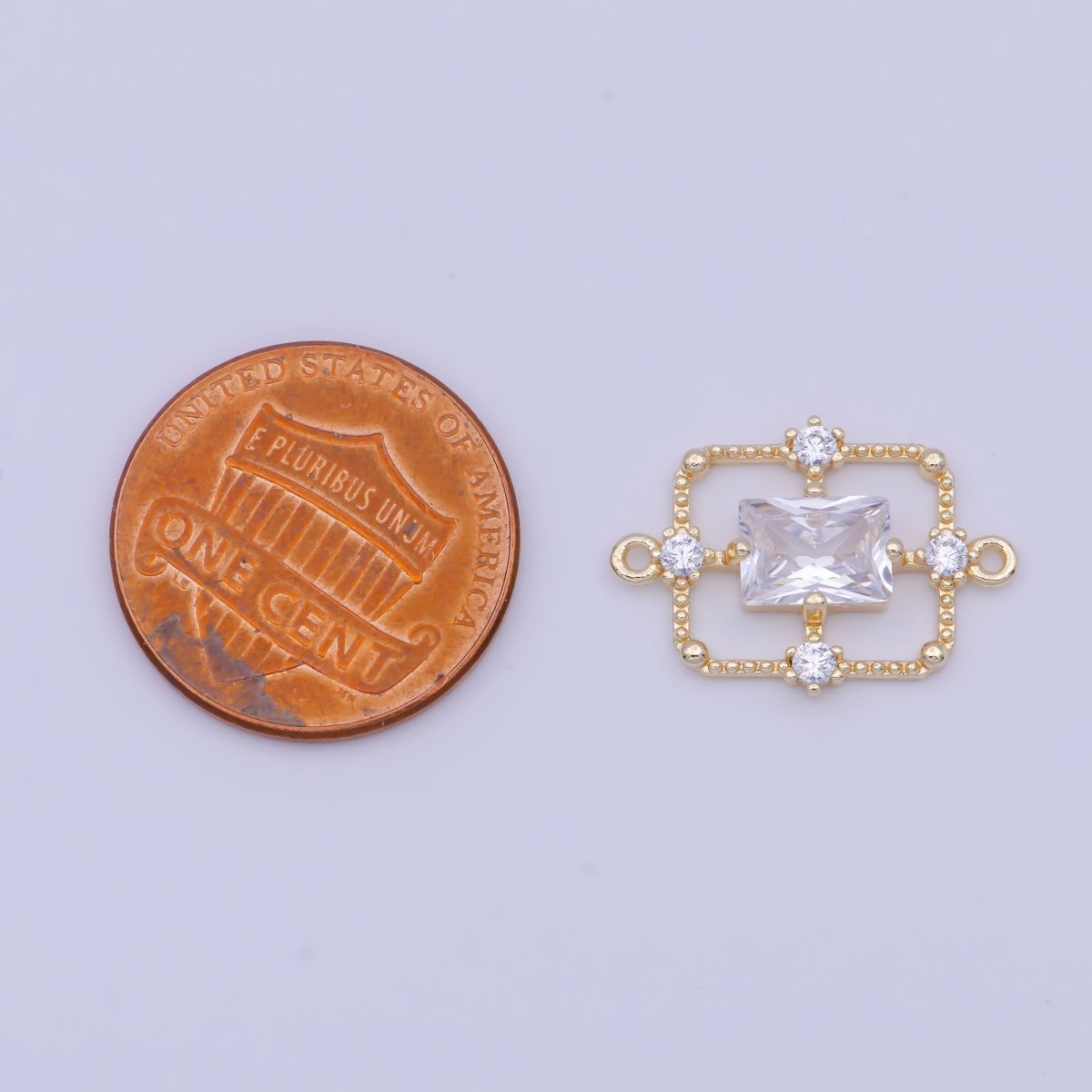 Gold Green / Clear Baguette CZ Charm Connector Geometric Rectangle Link Connector Supply G-562 G-563 - DLUXCA