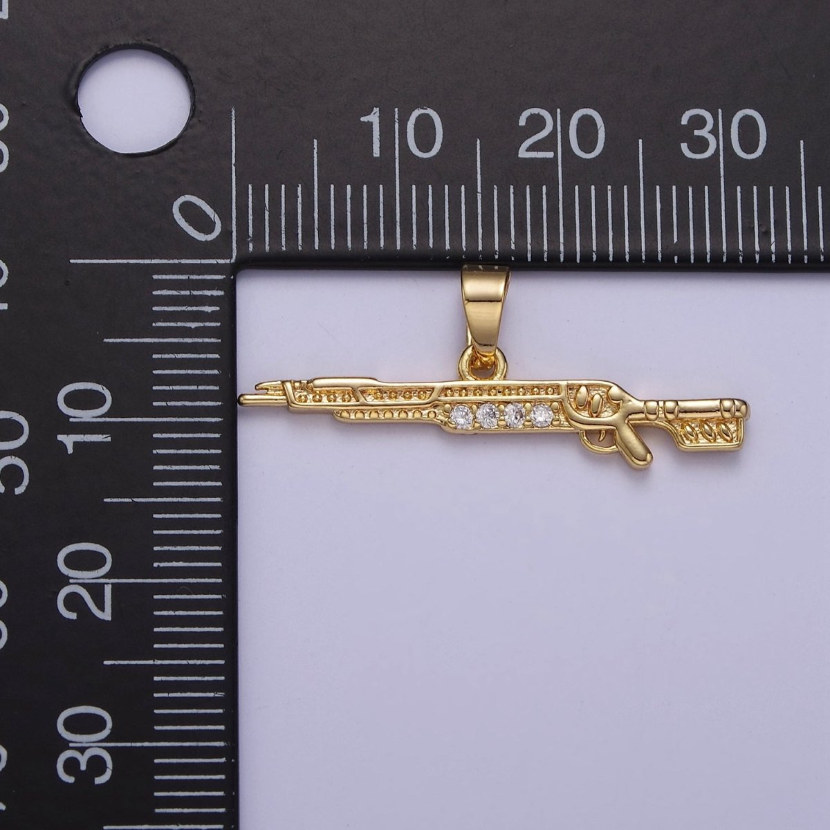 Gold Gun Charm Rifle Pendant, Shotgun Charm Jewelry Supply J-436 - DLUXCA