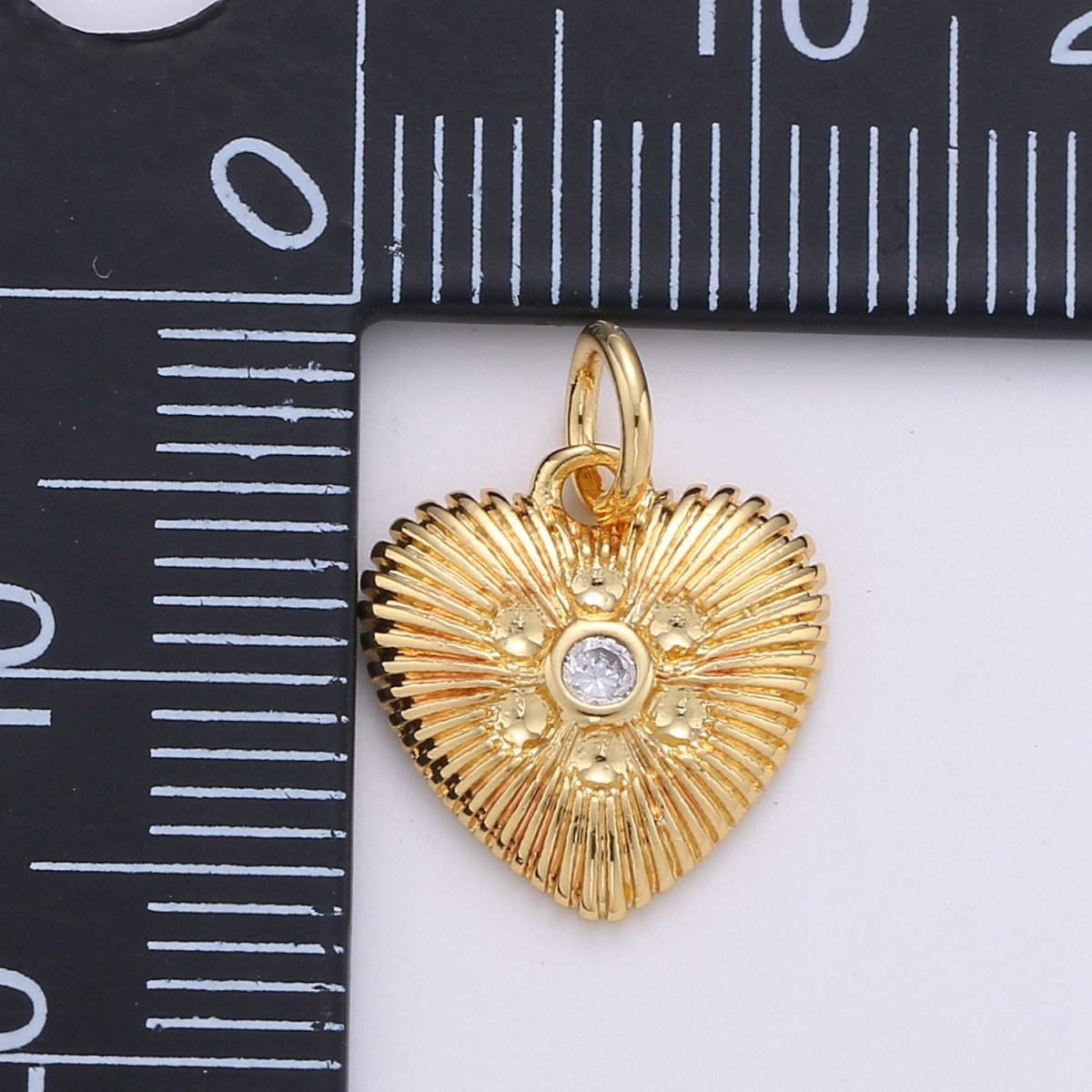 Gold Heart Charm 24k Gold Filled Micro Pave Spike Heart Amor Amore Pendant for Necklace Earring Jewelry Making D-256 D-257 - DLUXCA
