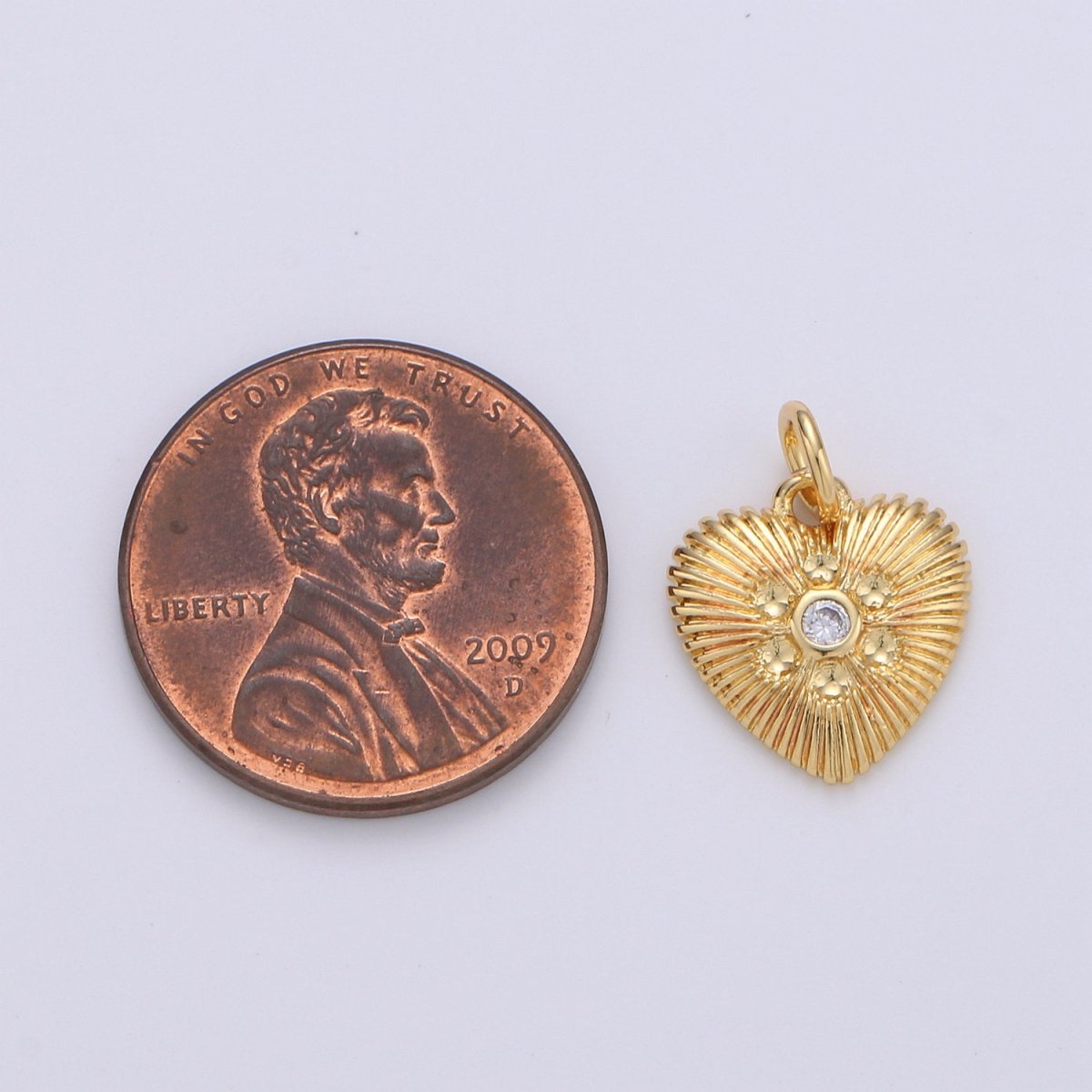 Gold Heart Charm 24k Gold Filled Micro Pave Spike Heart Amor Amore Pendant for Necklace Earring Jewelry Making D-256 D-257 - DLUXCA