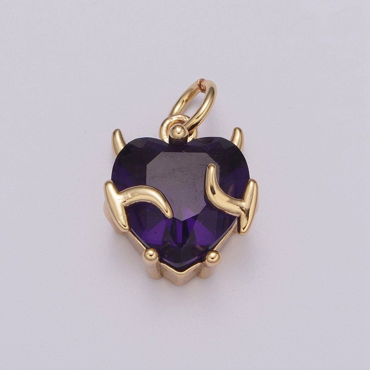 Gold Heart Charm Necklace Pink Purple Clear Red Heart Necklace Bracelet Charm Add on Charm M-774 - M-777 - DLUXCA