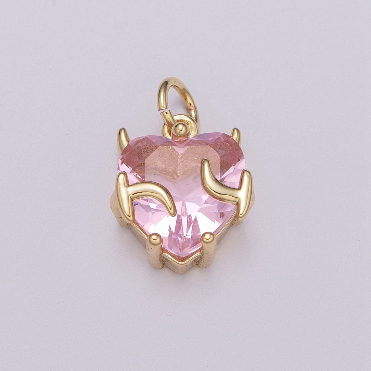Gold Heart Charm Necklace Pink Purple Clear Red Heart Necklace Bracelet Charm Add on Charm M-774 - M-777 - DLUXCA