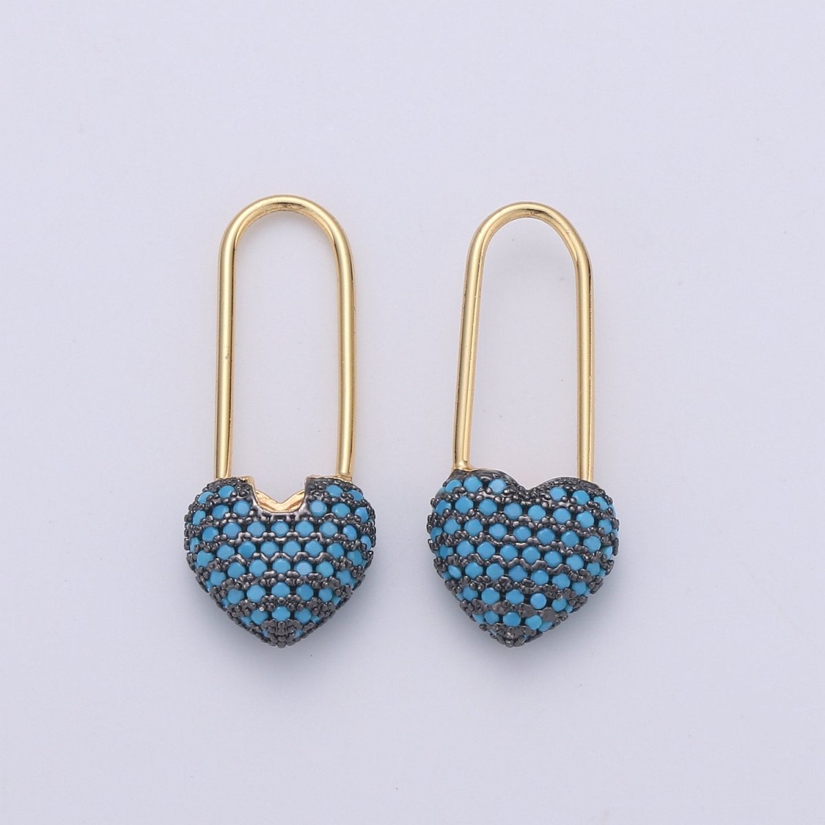 Gold Heart earrings Pin earrings Heart jewelry Colorful earrings Unique jewelry Gold earrings Dainty earrings Delicate Earrings K-532 - K-535 - DLUXCA