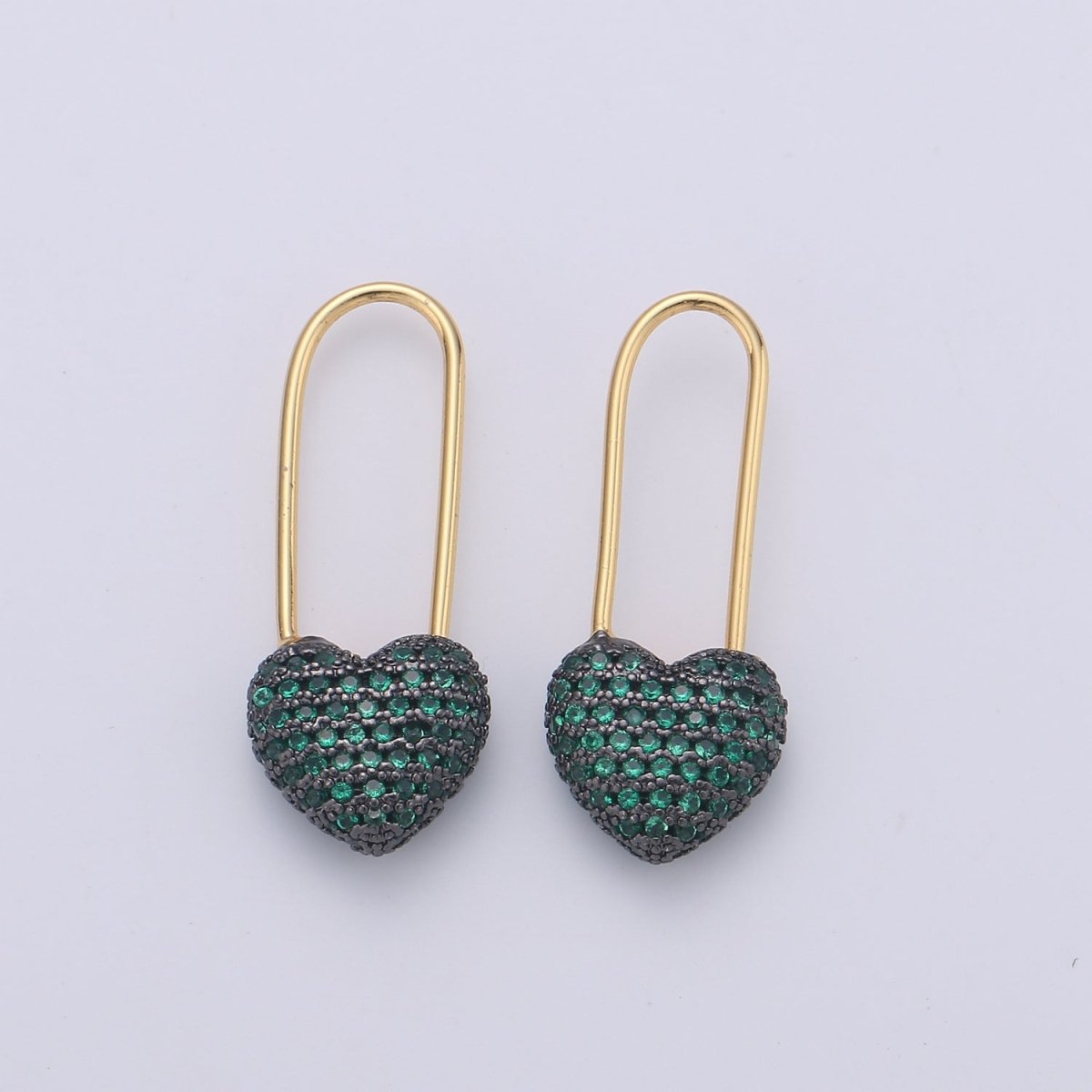 Gold Heart earrings Pin earrings Heart jewelry Colorful earrings Unique jewelry Gold earrings Dainty earrings Delicate Earrings K-532 - K-535 - DLUXCA