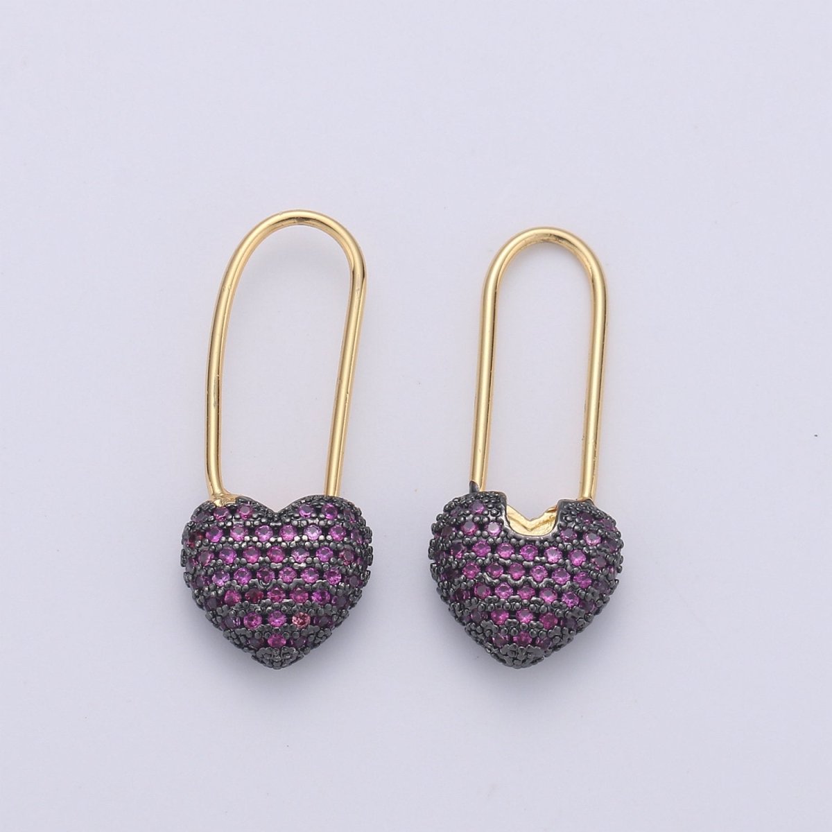 Gold Heart earrings Pin earrings Heart jewelry Colorful earrings Unique jewelry Gold earrings Dainty earrings Delicate Earrings K-532 - K-535 - DLUXCA