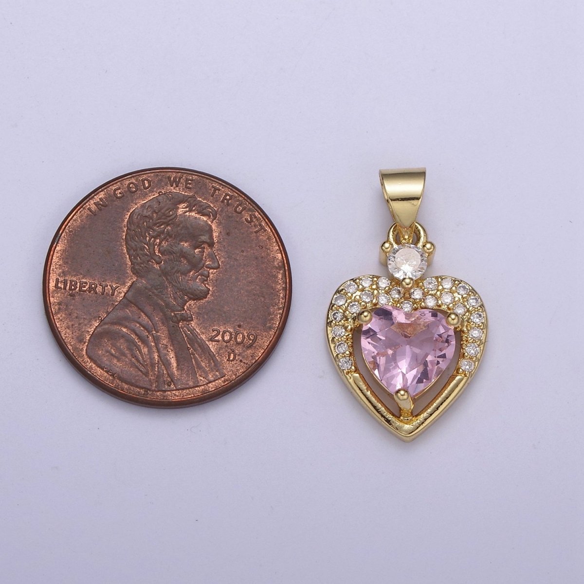 Gold Heart Geometric Shape Zircon Charm, Love Gemstone Pendant Charm Wholesale H-356 H-357 H-358 H-362 - DLUXCA