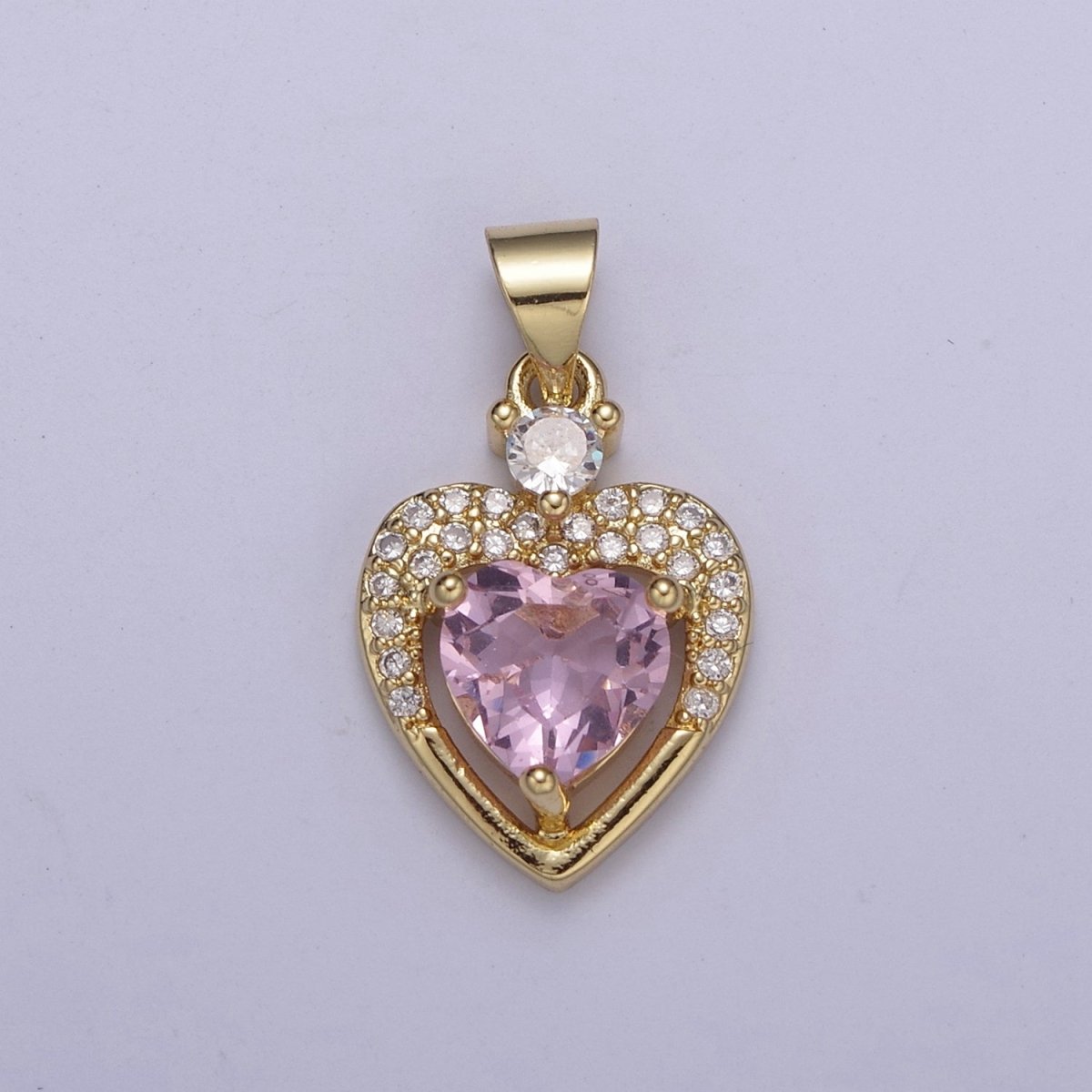Gold Heart Geometric Shape Zircon Charm, Love Gemstone Pendant Charm Wholesale H-356 H-357 H-358 H-362 - DLUXCA