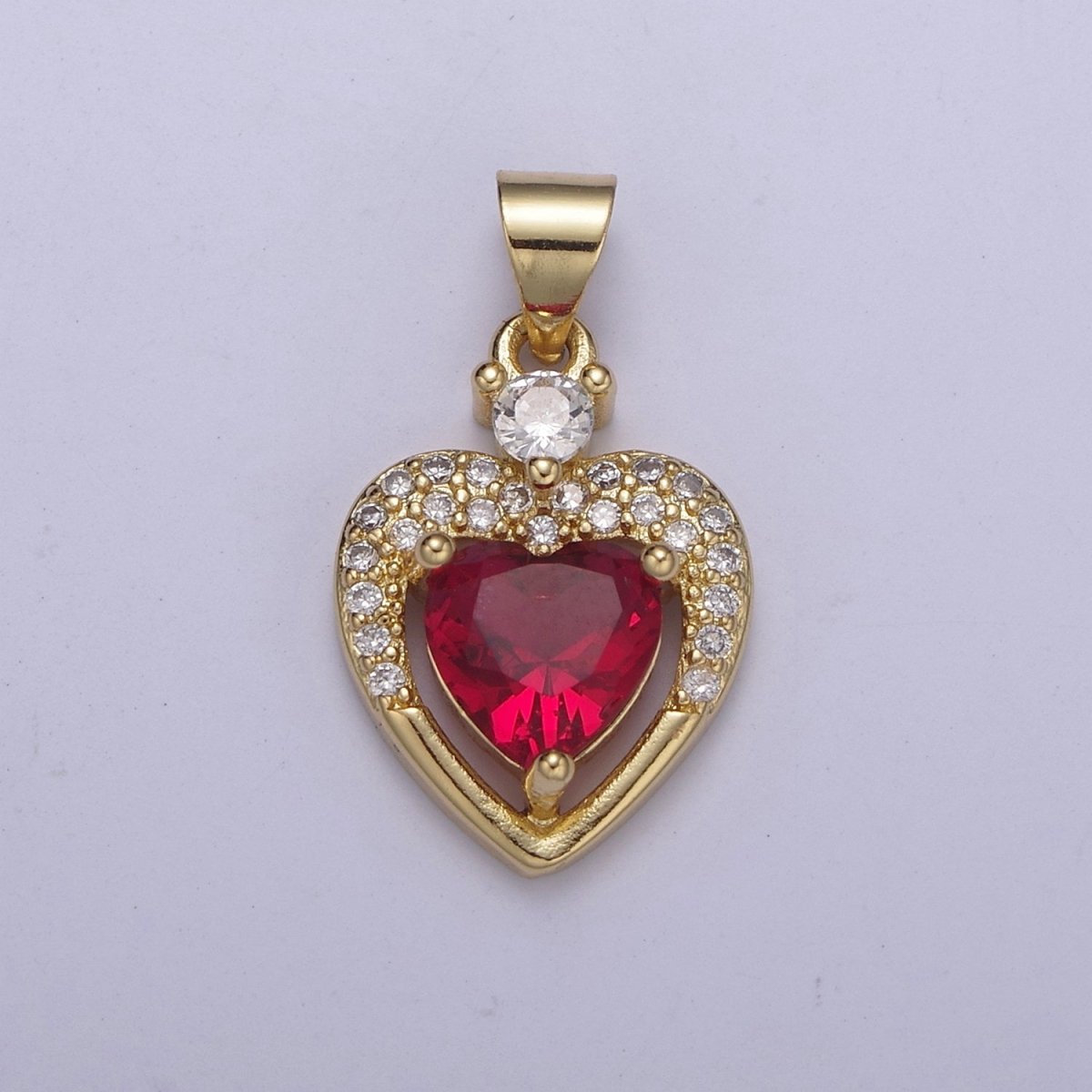 Gold Heart Geometric Shape Zircon Charm, Love Gemstone Pendant Charm Wholesale H-356 H-357 H-358 H-362 - DLUXCA