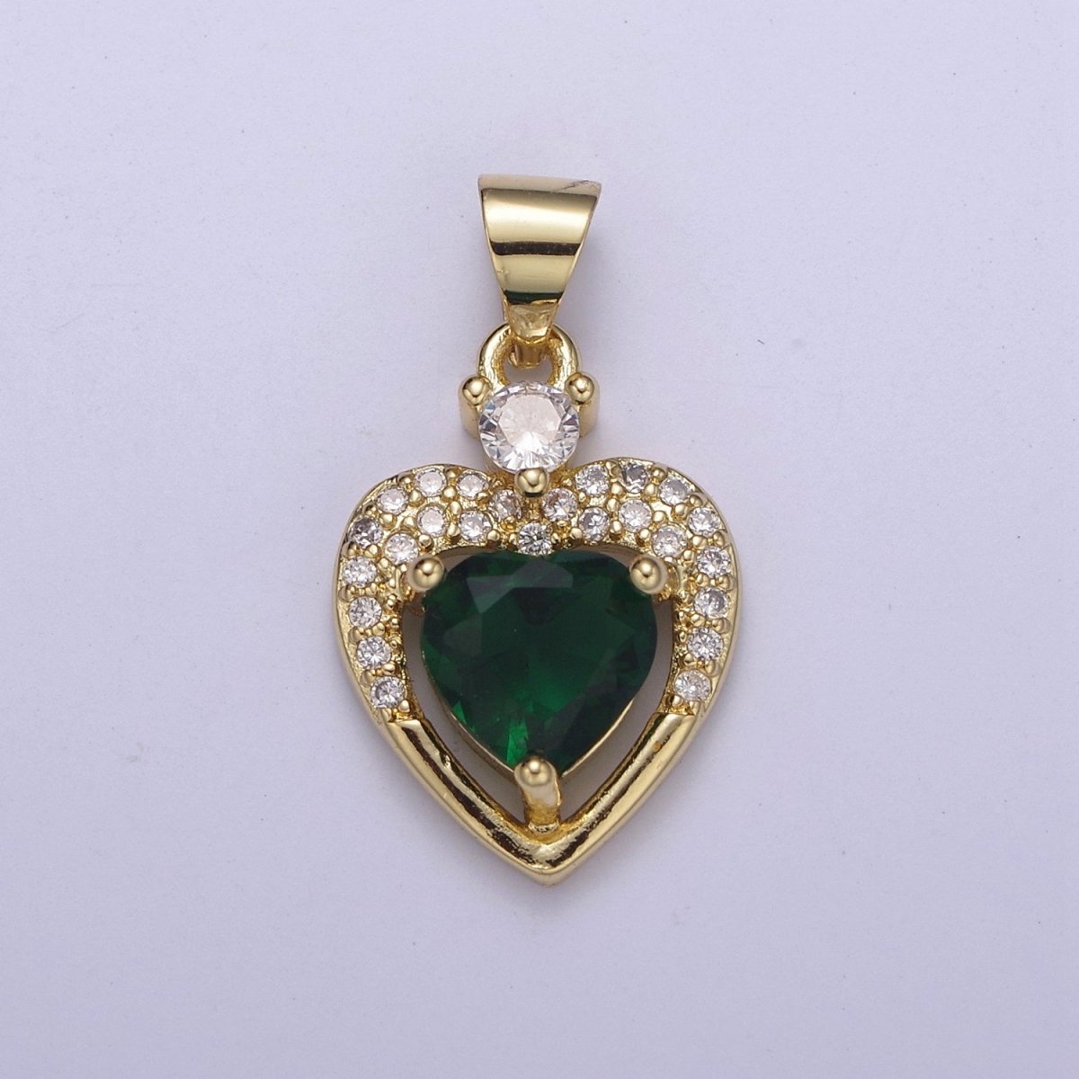 Gold Heart Geometric Shape Zircon Charm, Love Gemstone Pendant Charm Wholesale H-356 H-357 H-358 H-362 - DLUXCA