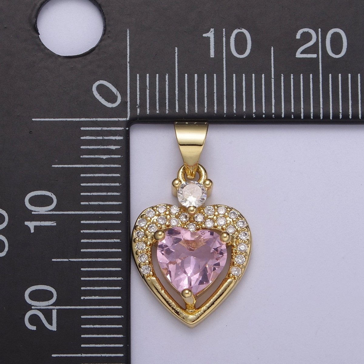 Gold Heart Geometric Shape Zircon Charm, Love Gemstone Pendant Charm Wholesale H-356 H-357 H-358 H-362 - DLUXCA