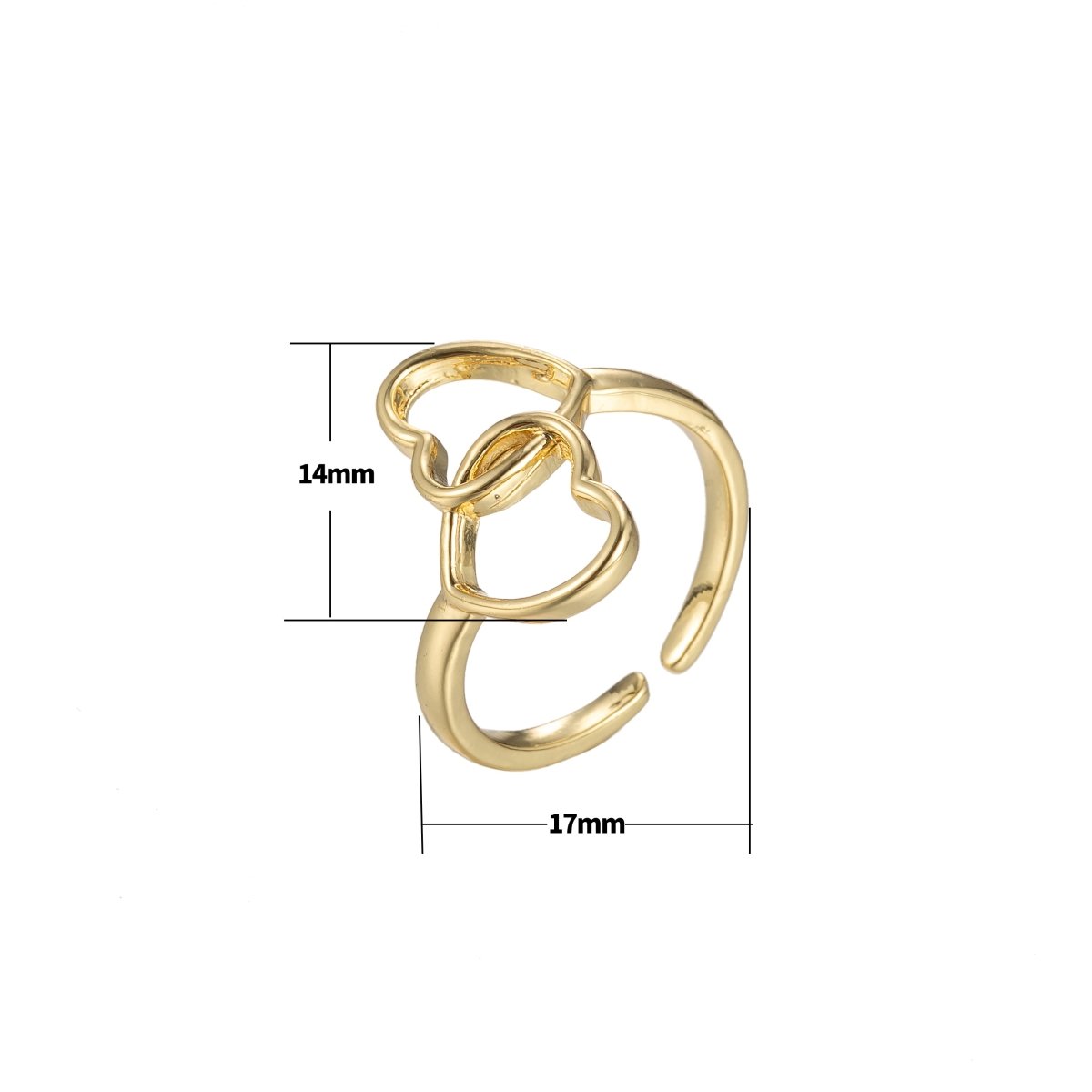 Gold Heart Ring, Heart Open Ring, Gold Adjustable Ring, Gold Rings for Women, Minimalist Gold Ring. Gold Midi Ring Stackable Jewelry O-353 - DLUXCA